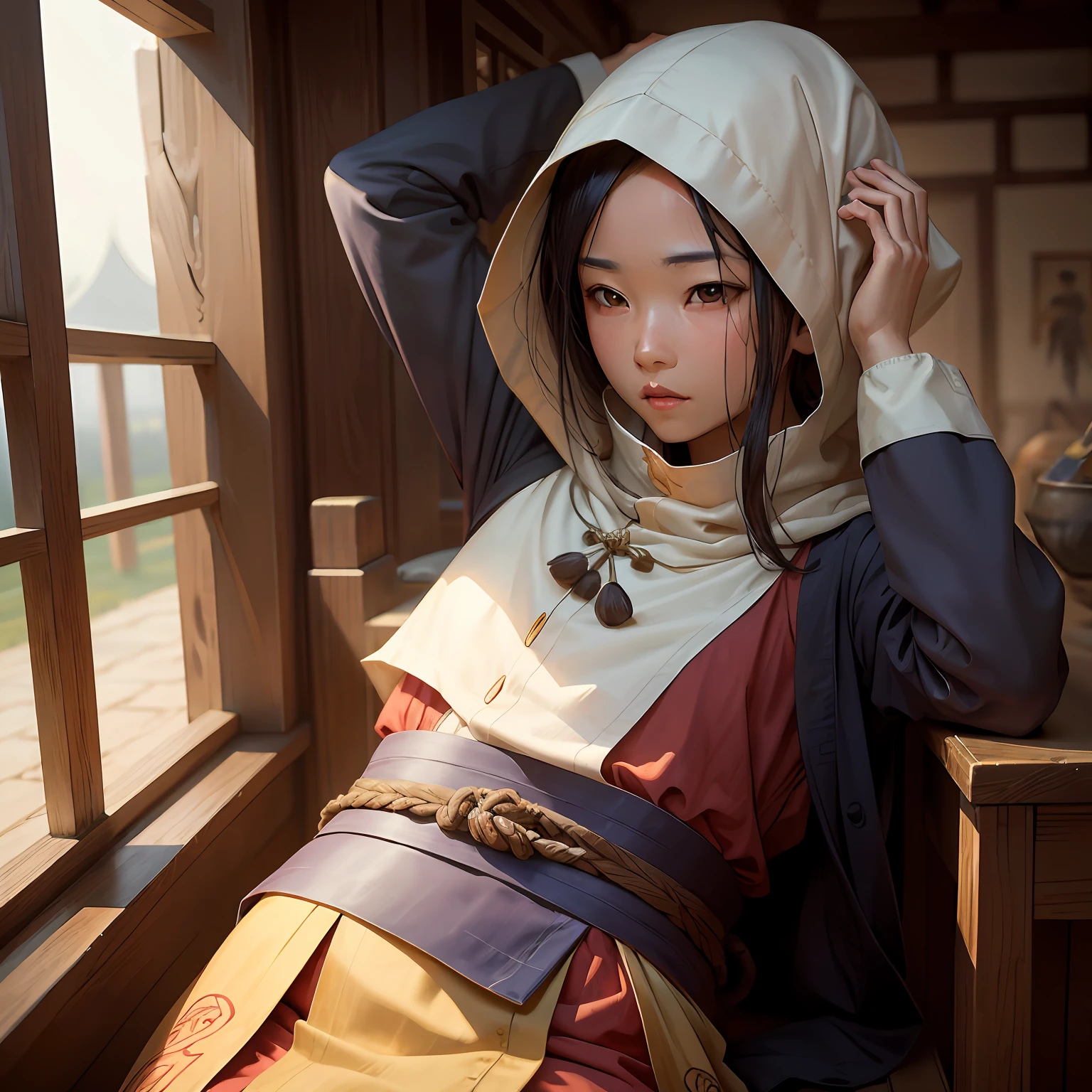 By the window sat a woman in a costume, Guviz-style artwork, wlop and ross thran, Palace , A girl in Hanfu, Beautiful character painting, Artgerm and Atey Ghailan, ross tran and wlop, Guweiz on ArtStation Pixiv, Loish et WLOP, Guviz,Turn this picture into a horseback ride in the desert