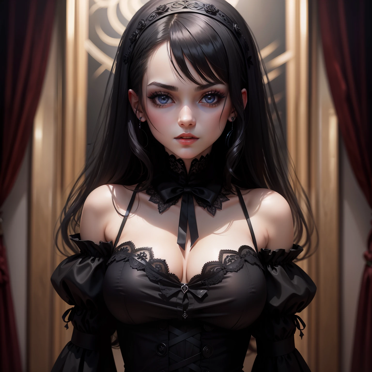 Gothic girl with dark eyes of Romania