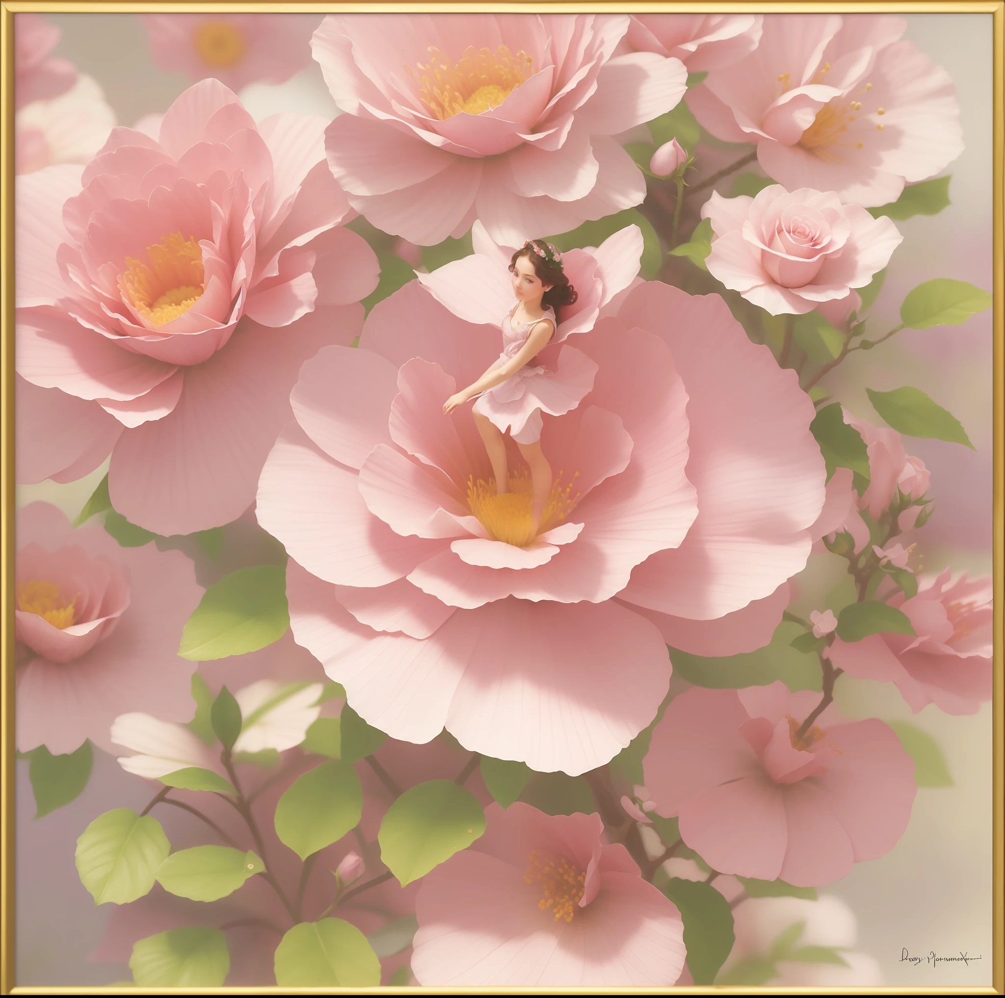 pintura de uma fada sentada em uma rosa rosa cercada por flores, Rosen Maiden, deusa flor, rose twining, Primeira bailarina no Jardim das Rosas, por Dorothy Hood, Annie Stegg Geraldo, fada bonita, Directed by: Penny Patricia Poppycock, Directed by: Christophe Vacher, Estudo de uma fada flor, beautiful depiction, ( ( Thomas Kinkade ) ), Directed by: John Clayton Adams