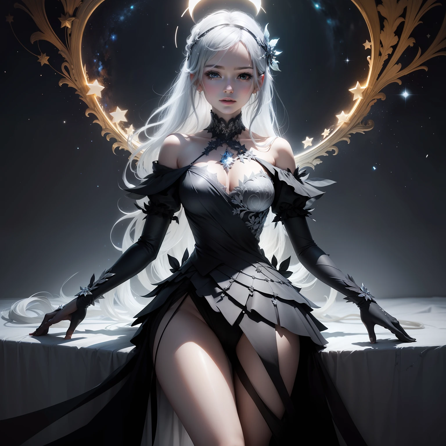 Gray halo, starry sky, divine