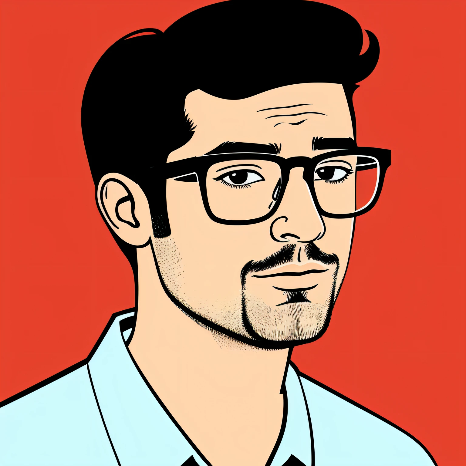 illustration of a man wearing glasses, cartoon style