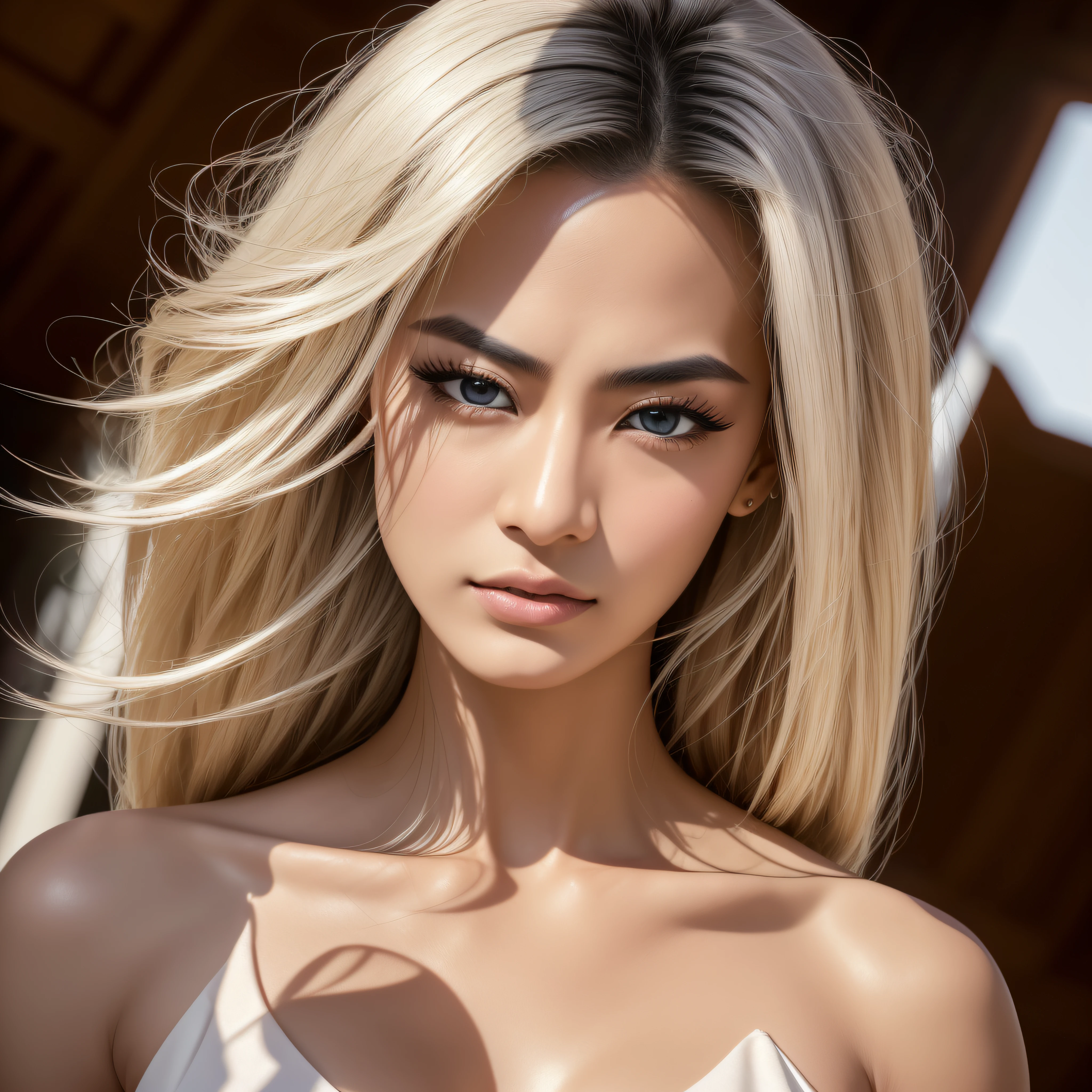 asian supermodel, (RAW photo, best quality), (8k, RAW photo, best quality, masterpiece:1.2), (realistic, photo-realistic:1.37), octane render, ultra high res, ultra-detailed , professional lighting, photon mapping, radiosity, physically-based rendering, ue5, (((realistic))) canon 5d, highest quality, 4k, 8k, 16k, ultra high-res, raw photo in hdr, sharp focus, hyper realistic, lifelike texture, intricate face, intricate eyes, high contrast, subsurface scattering, f2, depth of field, film grain,ultra high quality, ultra high resolution, UHD, 3D shot, masterpiece photorealistic detail, dynamic angle, best quality, cinematic lighting, lens_flare,Varied posed portrait of a very beautiful most attractive ultra desirable asian supermodel, double eyelids, full_body, full body, whole body, perfect proportions of whole body, perfect proportioned anatomy, flawless anatomy and portions of body, perfect sized body and head, double eyelid, perfect proportions, beautiful detailed eyes, eyelashes, pale glossy lipgloss, perfect human anatomy, most realistic, braless, whole body, platinum hair, angry frown, disgusted expression, she is lifting up her dress, revealing her body, 3D facial features, Middle Chest, (8k, Best Quality, Masterpiece:1.2), (Realistic, Photorealistic:1.37), Ultra Detailed, 1girl, high quality shadow, very beautiful and sharp eyes, pale glossy lips, pale glossy lipstick, closed mouth, high nose, medium sized round breasts, cleavage, bare legs, Bare thighs, Natural(medium breasts:1.35), (puffy eyes:1.3), HDR, highly detailed, ambient occlusion, natural, harmonious composition, slender figure, Toned Abs, (eye liner)、(mascara), (underboob:1.5), sideboob, (Increase body line mood:1.1), (Increase skin texture beauty:1.1), angry frown, angry and disgusted looks, looking at viewer, she despises the viewer, disappointed tired ashamed disqusted hateful expression, she hates the viewer, she is flawless, platinum hair, crowded street,