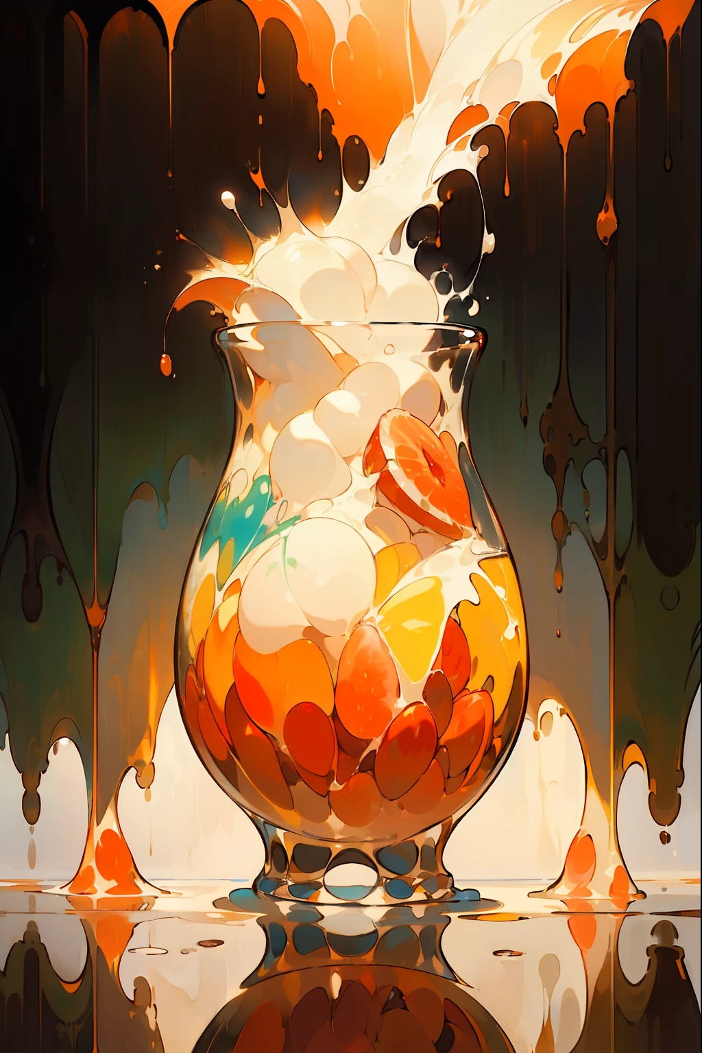 (Magical Photo:1.3) of (Realistic:1.3),(Energetic:1.3) product photography of a strawberries falling into a glass of milk, splash, intricate, epic,(by Artist RHADS:1.3),Highly Detailed,(Provia:1.3)