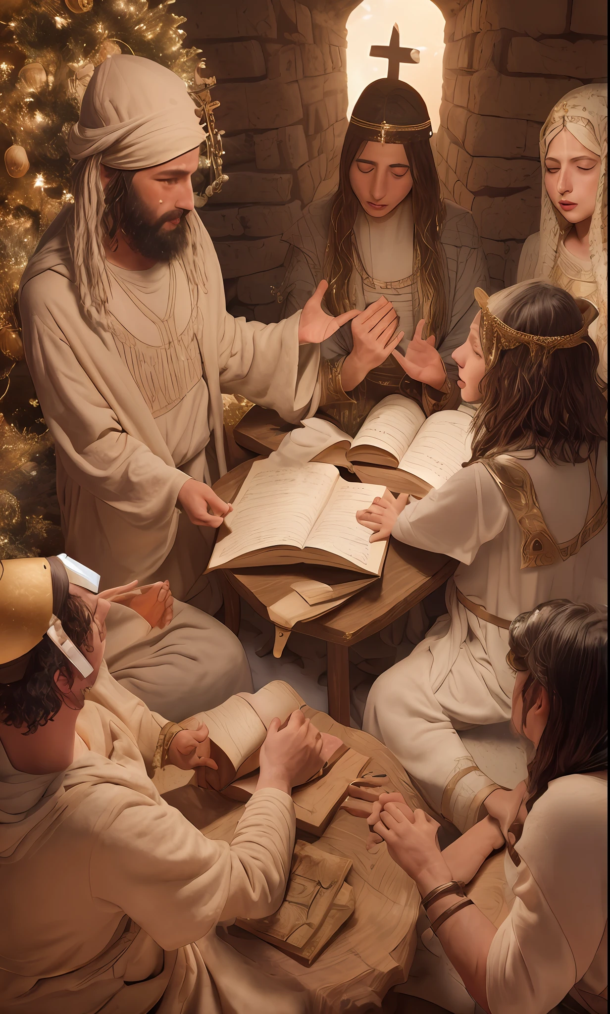 A scene depicting the ancient world, possibly with people in ancient Jewish attire. Narration: "Written before the birth of Christ, this book offers valuable insights into the beliefs and spirituality of ancient Jewish communities."
