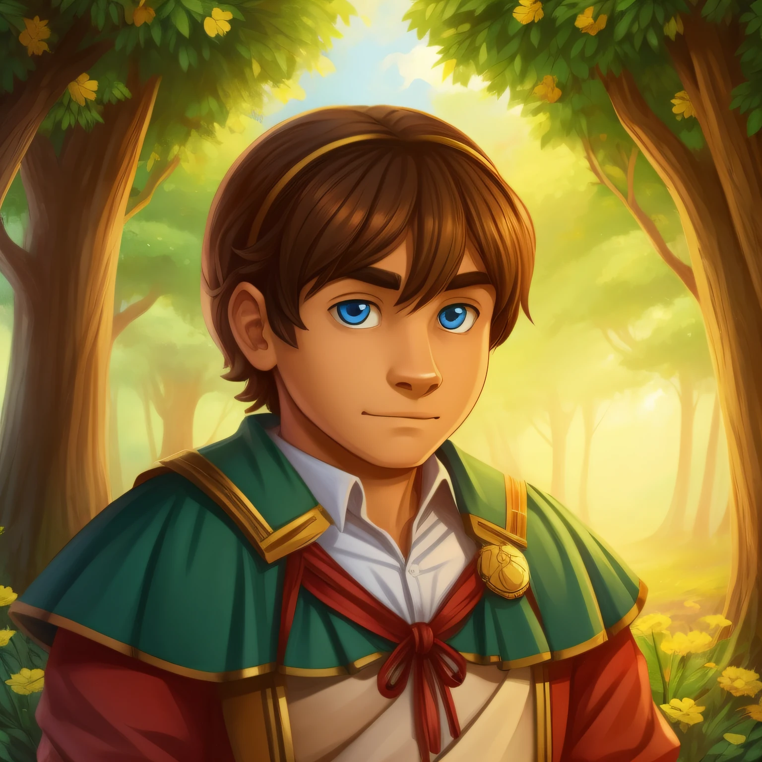 crie um personagem homem em uma floresta de historia infantil.