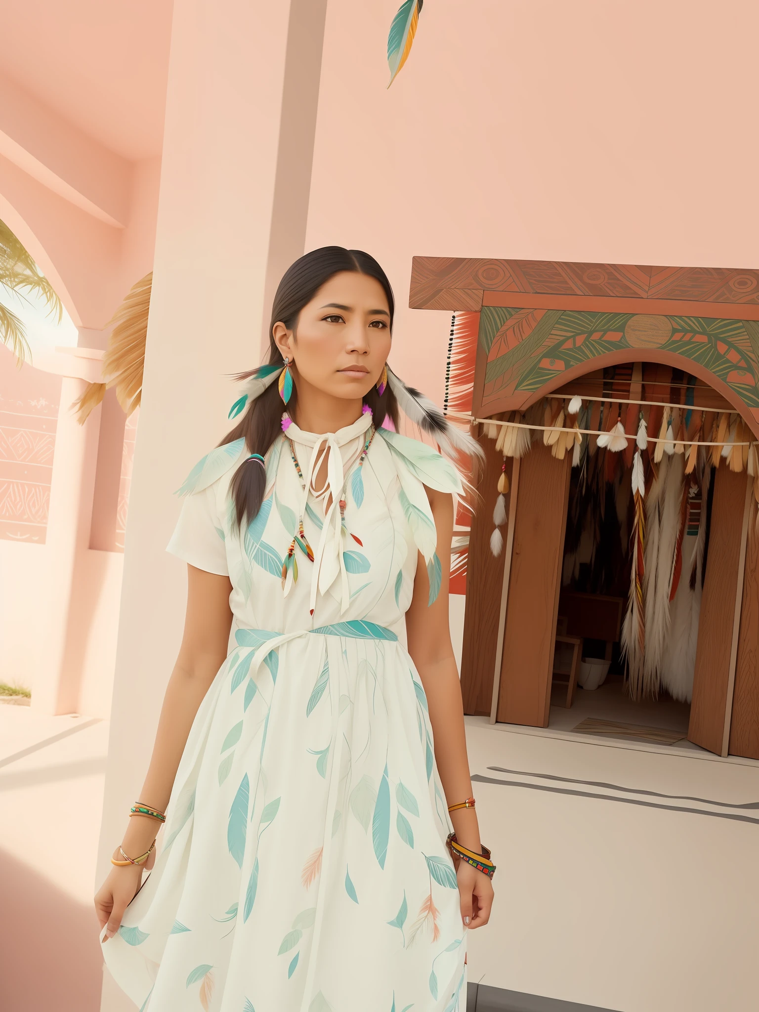 Native American beatuy, woman, designed by ppublish, feather, colors
