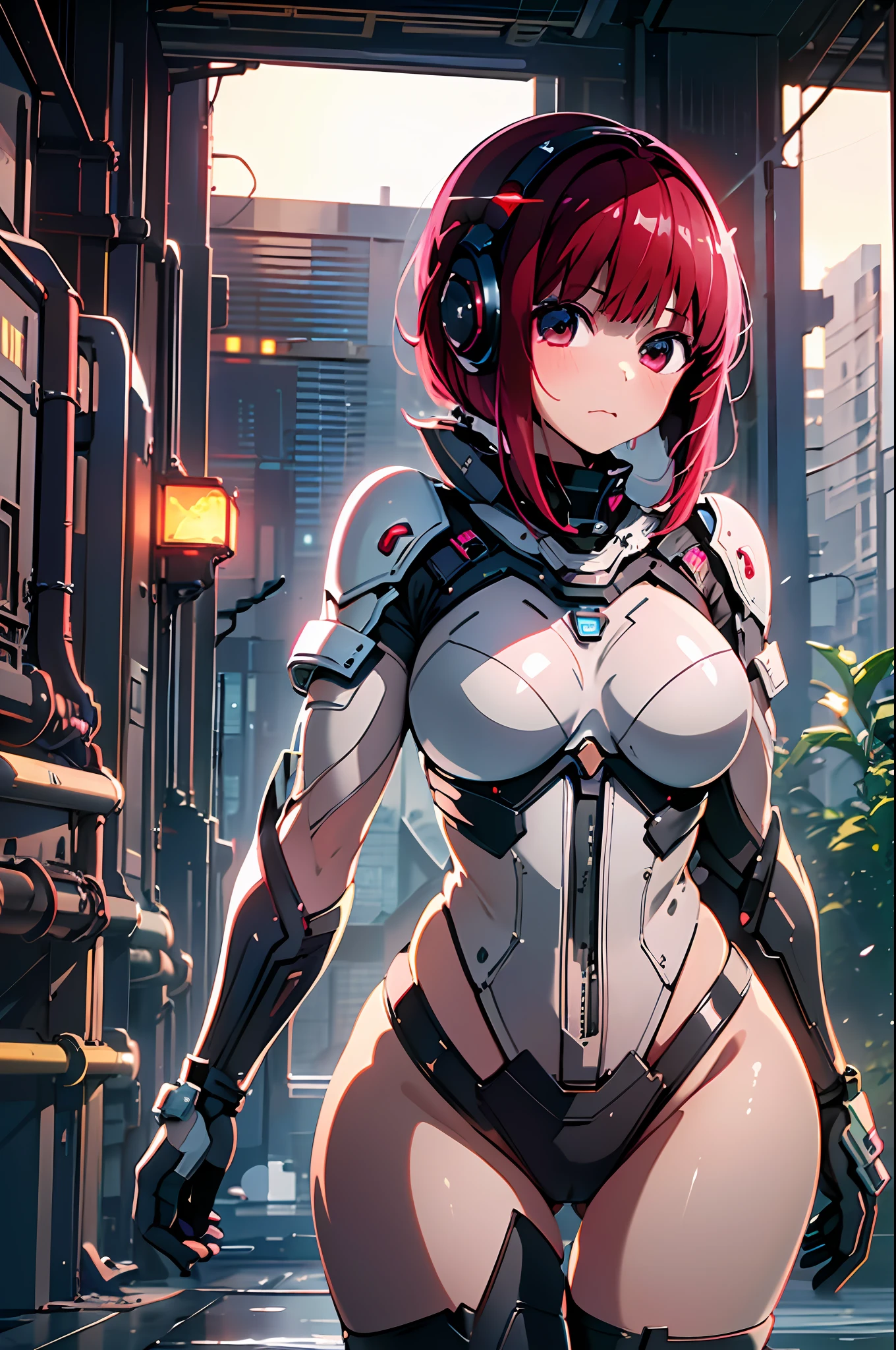 ((Best Quality)), (Masterpiece)), (Details:1.4), Beautiful Cyberpunk Woman Image,HDR,High Dynamic Range),Ray Tracing,NVIDIA RTX,Super Resolution,Unreal 5,Subsurface Scattering,PBR Texturing,Post-Processing,Anisotropic Filtering,Depth of Field,Maximum Clarity and Sharpness,Multilayer Textures, Albedo and specular maps,Surface shading,Accurate simulation of light-material interaction,Perfect proportions,Octane rendering,Two-tone lighting,Wide aperture,Low ISO、White balance,Rule of thirds,8K RAW,Full body,Red shorthair,Shiny skin,Cute ite girl,Cute,(Detailed description: 1.2), exquisite face), cute lol