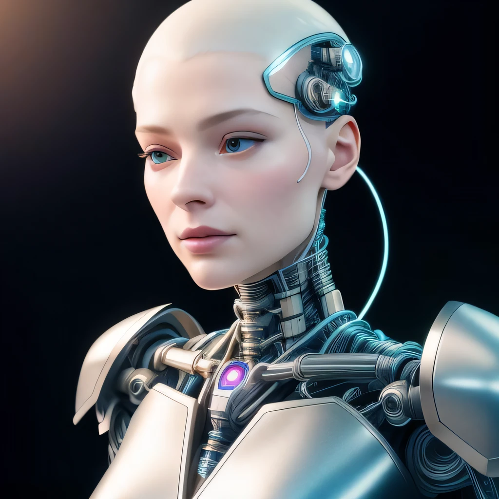 complex 3d render ultra detailed of a beautiful porcelain profile woman android face, cyborg, robotic parts, 150 mm, beautiful studio soft light, rim light, vibrant details, luxurious cyberpunk, lace, hyperrealistic, anatomical, facial muscles, cable electric wires, microchip, elegant, beautiful background, octane render, H. R. Giger style, 8k, best quality, masterpiece, illustration, an extremely delicate and beautiful, extremely detailed ,CG ,unity ,wallpaper, (realistic, photo-realistic:1.37),Amazing, finely detail, masterpiece,best quality,official art, extremely detailed CG unity 8k wallpaper, absurdres, incredibly absurdres, robot, silver halmet, full body, sitting