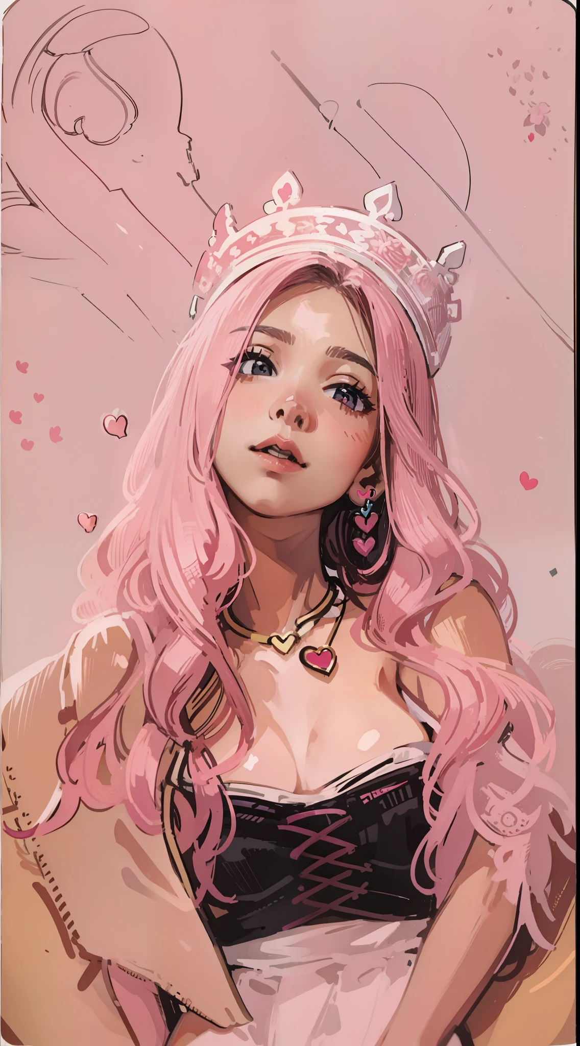 Filmes polaroid, master part, best quality, Jennie, ID photo, Avatar, coelhinho menina, heart of pink bandeau, parte superior do corpo, fundo cor-de-rosa,