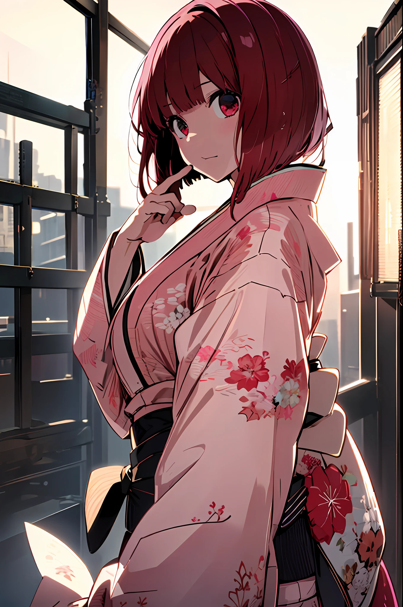 Masterpiece, (Photorealistic: 1.5), realistic big eyes, Japan girl, highest quality, beautiful lighting, professional lighting, photon mapping, radiosity, physically based rendering,
1 girl, red hair, hair ribbon, kimono, kimono, short hair, colorful hair, red eyes, pink kimono, pink ribbon, ribbon, very pretty hair, bit gag, gagged, sky, ((aged)),
(RAW photos, 8kUHD, film grain)