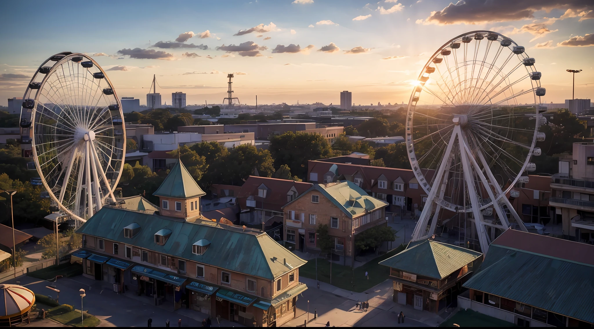 (8k, RAW photo, highest quality, masterpiece: 1.2), (realistic, photorealistic: 1.37), ((1 girl Lily Depp, sad eyes)), ((full body)), ((naked)), ((cinematic)) ((melancholy)) ((sunset sun rays)), ((as background an abandoned amusement park)) reclaimed by nature, with rusted roller coasters and a carousel frozen in time, ((huge Ferris wheel)), (in the distance a large blurry city) 8k, sharp, masterpiece, professional lighting, photon mapping,
