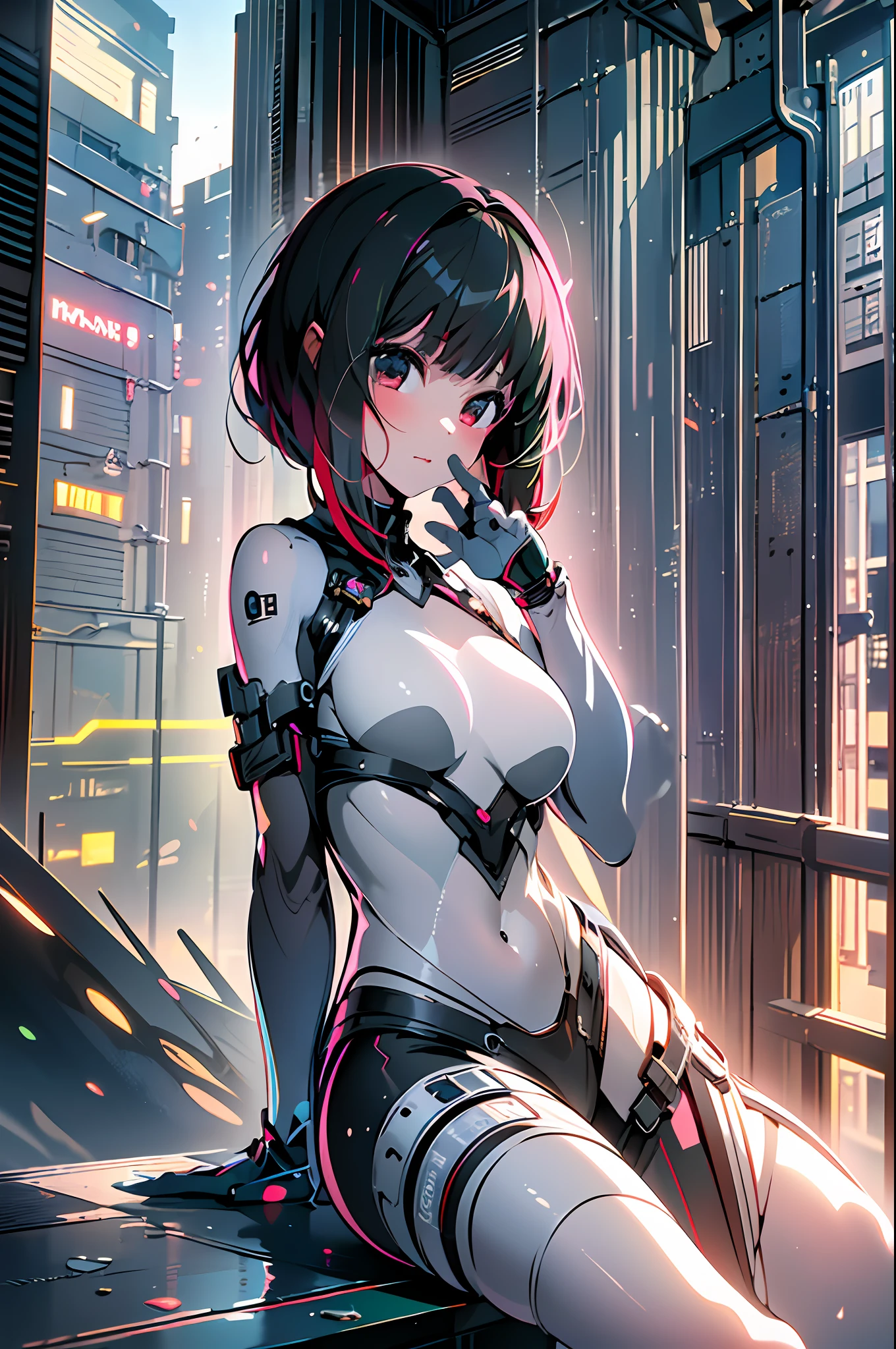 ((Best Quality)), (Masterpiece)), (Details:1.4), Beautiful Cyberpunk Woman Image,HDR,High Dynamic Range),Ray Tracing,NVIDIA RTX,Super Resolution,Unreal 5,Subsurface Scattering,PBR Texturing,Post-Processing,Anisotropic Filtering,Depth of Field,Maximum Clarity and Sharpness,Multilayer Textures, Albedo and specular maps,Surface shading,Accurate simulation of light-material interaction,Perfect proportions,Octane rendering,Two-tone lighting,Wide aperture,Low ISO、White balance,Rule of thirds,8K RAW,Full body,Red shorthair,Shiny skin,Cute ite girl,Cute,(Detailed description: 1.2), exquisite face), cute lol