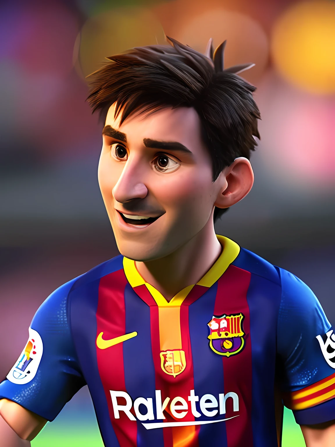Lionel Messi, (pixar style) (masterpiece:1.2) (bokeh) (best quality) (detailed skin) (detailed texture) (8k) (claymation) (cinematic lighting) (sharp focus