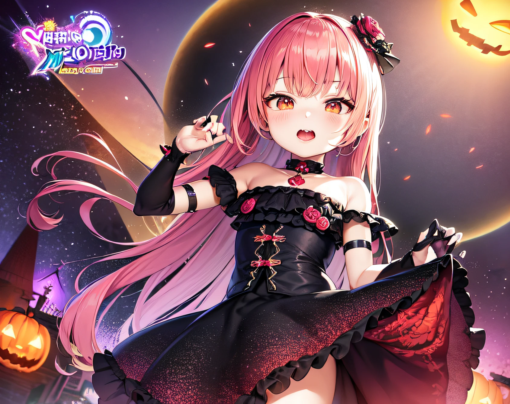 chibi monster girl, my dress up darling anime, Ecchi anime style, magical girl anime mahou shojo, anime styled」, High resolution!!, Vampires, Promotional Art, in a halloween style, official artwork, Wallpaper!