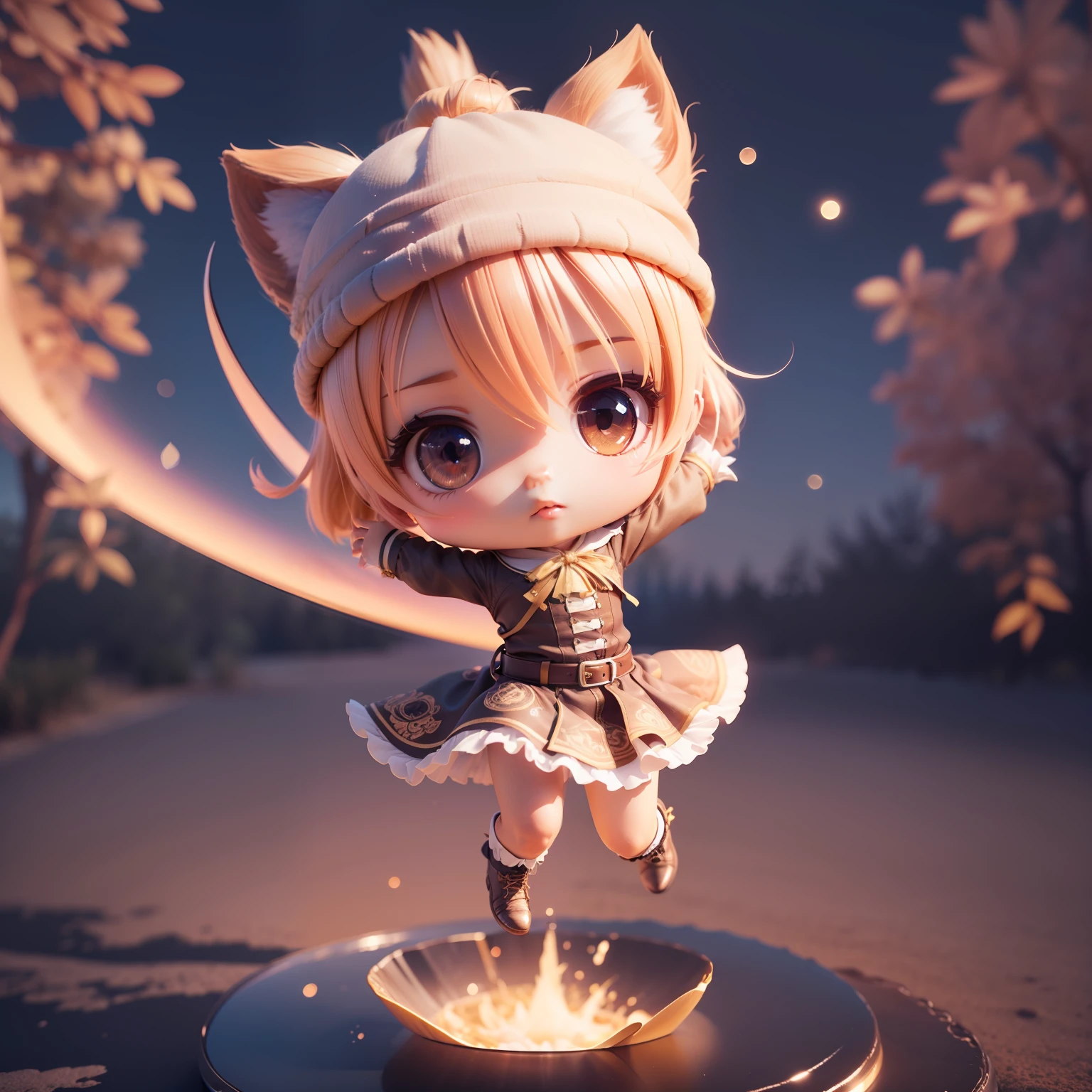 (((Chibi 3D))),Very cute and beautiful chibi anime cowboy costume style 🤠,🐎,🌌Background, Full body, Jumping, Highly detailed face and eyes, Clearly outlined, Solo,Chibi 3D.