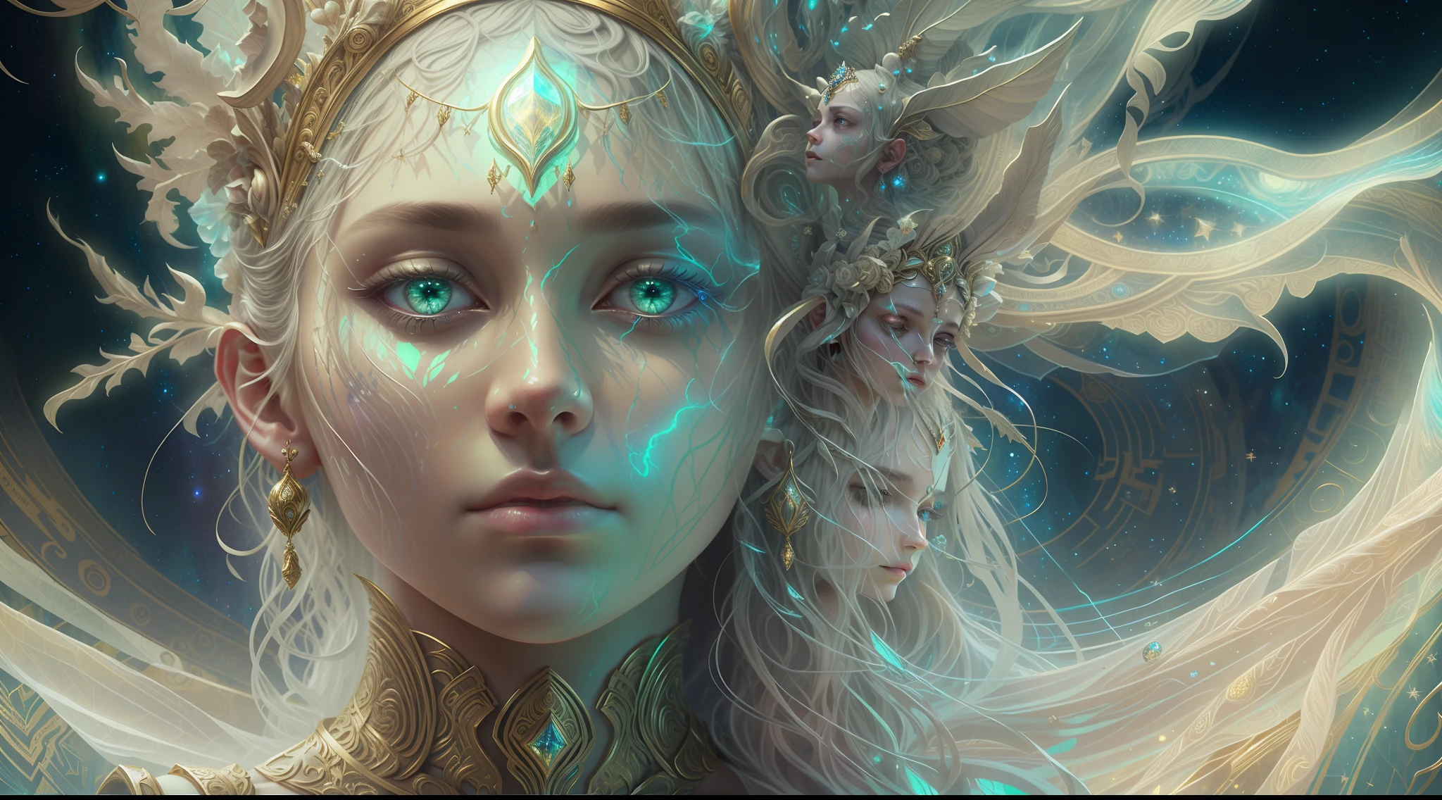 Eldritch, Harsh ancient gods in the night storm, Cloaked in a starry sky, [[Sophia Anne Caruso]], [zendaya], Translucent ivory prosthetic Eldridge horror, Erotic pose, Cinematic lighting, (By (Daniel Mernagh) (Carne Griffiths) Monika Nowak), Highly detailed, Detailed face, Soft body, Alien, Close-up of a goddess with a crown on her head, goddes, Full body like，a stunning portrait of a goddess, Fantasy art Behance, goddes, Extremely high detail, Trending ArtStation, Deviantart ArtStation CGSCOSIETY, extremely detailed goddess shot, trending on artstation 4k, 3 d goddess portrait, hindu aesthetic, Art Station Trend Eldridge, Harsh ancient gods in the night storm, Cloaked in a starry sky, [[Sophia Anne Caruso]], [zendaya], Translucent ivory prosthetic Eldridge horror, Erotic pose, Cinematic lighting, (By (Daniel Mernagh) (Carne Griffiths) Monika Nowak), Highly detailed, Detailed face, Soft body, Alien, Close-up of a goddess with a crown on her head, goddes, Full body like，a stunning portrait of a goddess, Fantasy art Behance, goddes, Extremely high detail, Trending ArtStation, Deviantart ArtStation CGSCOSIETY, extremely detailed goddess shot, trending on artstation 4k, 3 d goddess portrait, hindu aesthetic, Trend at Artstation