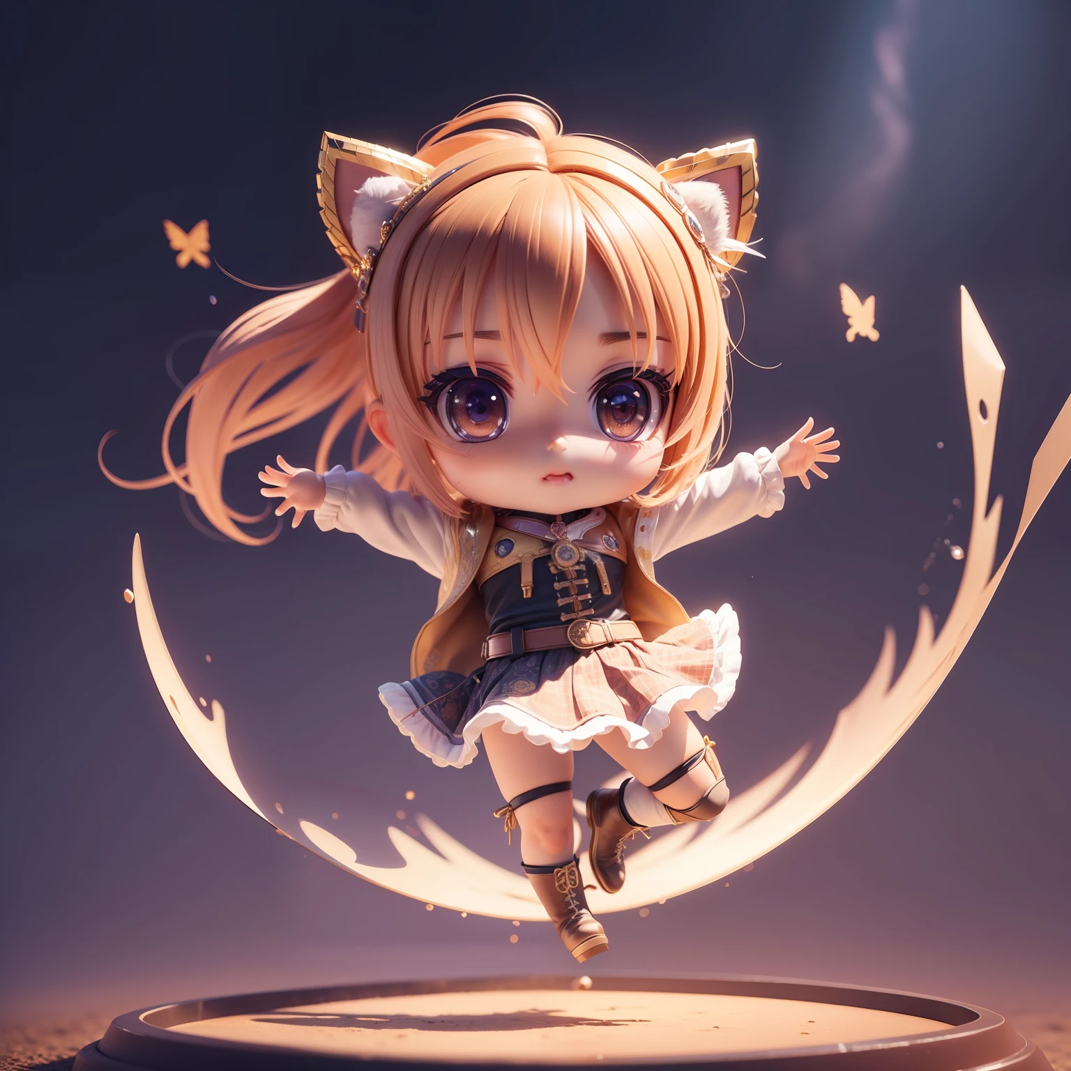 (((Chibi 3D))),Very cute and beautiful chibi anime cowboy costume style 🤠,🐎,🌌Background, Full body, Jumping, Highly detailed face and eyes, Clearly outlined, Solo,Chibi 3D.