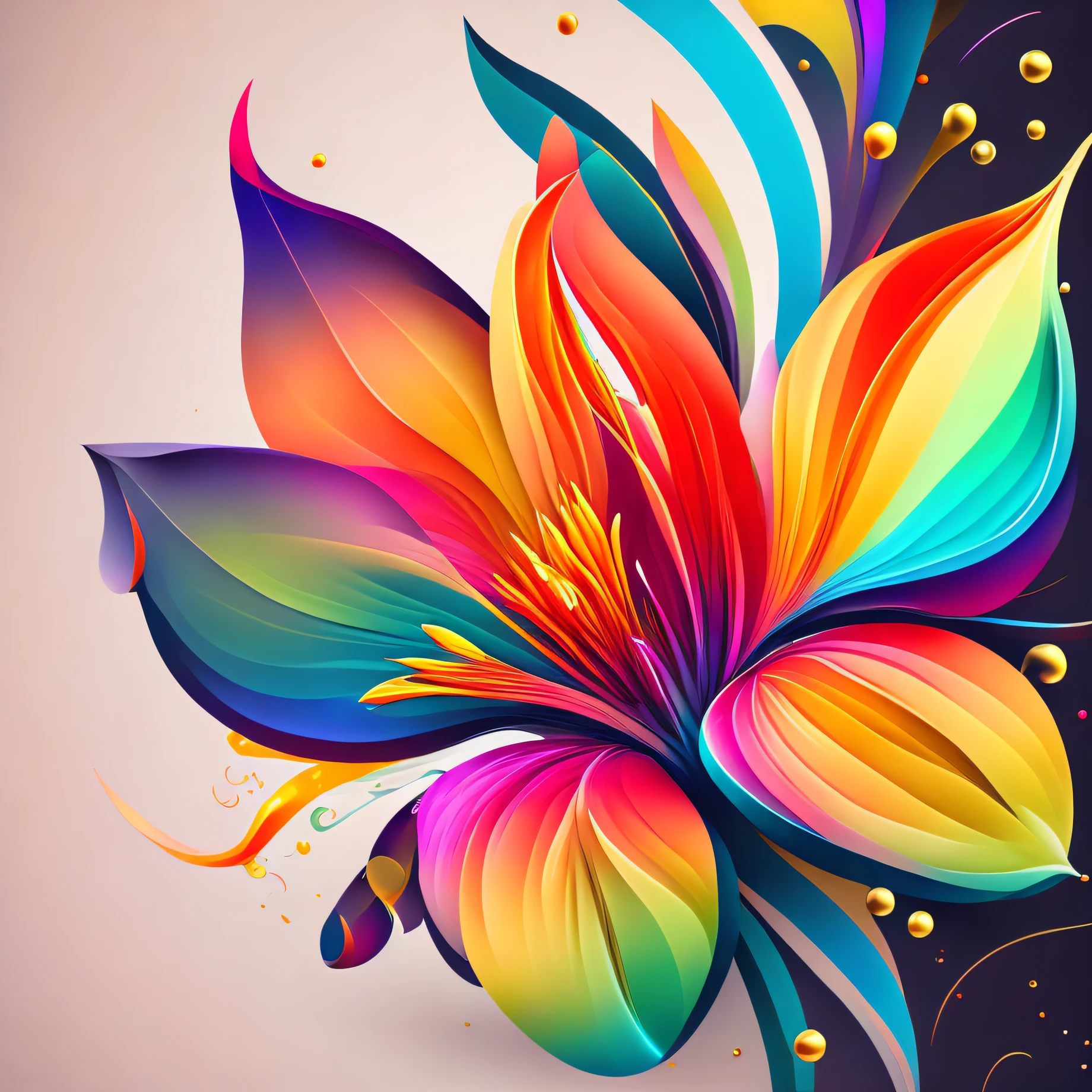 abstract rainbow lily flower, wallpaper, flat design style, splash water, colorful, intricate, full image.