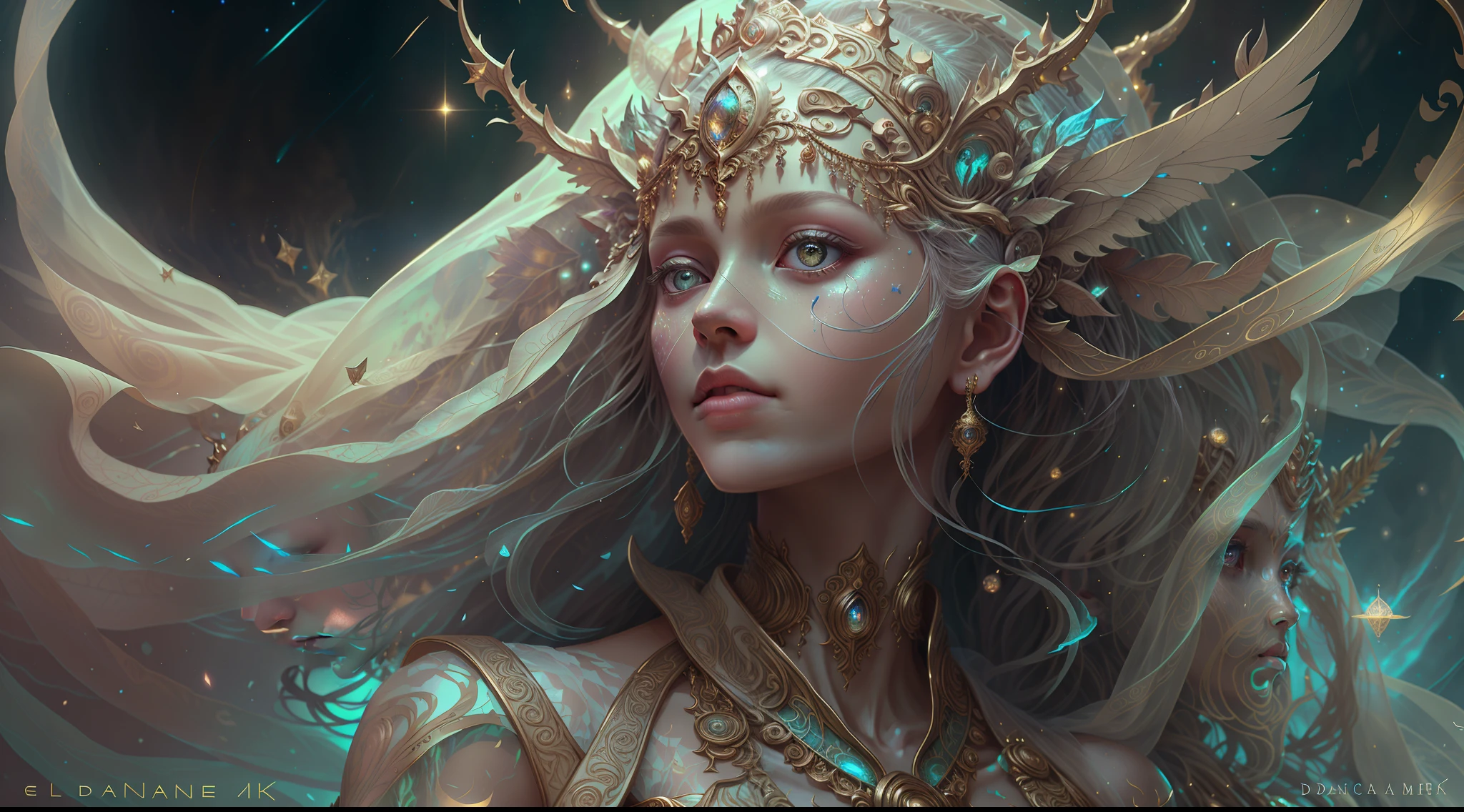 Eldritch, Harsh ancient gods in the night storm, Cloaked in a starry sky, [[Sophia Anne Caruso]], [zendaya], Translucent ivory prosthetic Eldridge horror, Erotic pose, Cinematic lighting, (By (Daniel Mernagh) (Carne Griffiths) Monika Nowak), Highly detailed, Detailed face, Soft body, Alien, Close-up of a goddess with a crown on her head, goddes, Full body like，a stunning portrait of a goddess, Fantasy art Behance, goddes, Extremely high detail, Trending ArtStation, Deviantart ArtStation CGSCOSIETY, extremely detailed goddess shot, trending on artstation 4k, 3 d goddess portrait, hindu aesthetic, Art Station Trend Eldridge, Harsh ancient gods in the night storm, Cloaked in a starry sky, [[Sophia Anne Caruso]], [zendaya], Translucent ivory prosthetic Eldridge horror, Erotic pose, Cinematic lighting, (By (Daniel Mernagh) (Carne Griffiths) Monika Nowak), Highly detailed, Detailed face, Soft body, Alien, Close-up of a goddess with a crown on her head, goddes, Full body like，a stunning portrait of a goddess, Fantasy art Behance, goddes, Extremely high detail, Trending ArtStation, Deviantart ArtStation CGSCOSIETY, extremely detailed goddess shot, trending on artstation 4k, 3 d goddess portrait, hindu aesthetic, Trend at Artstation