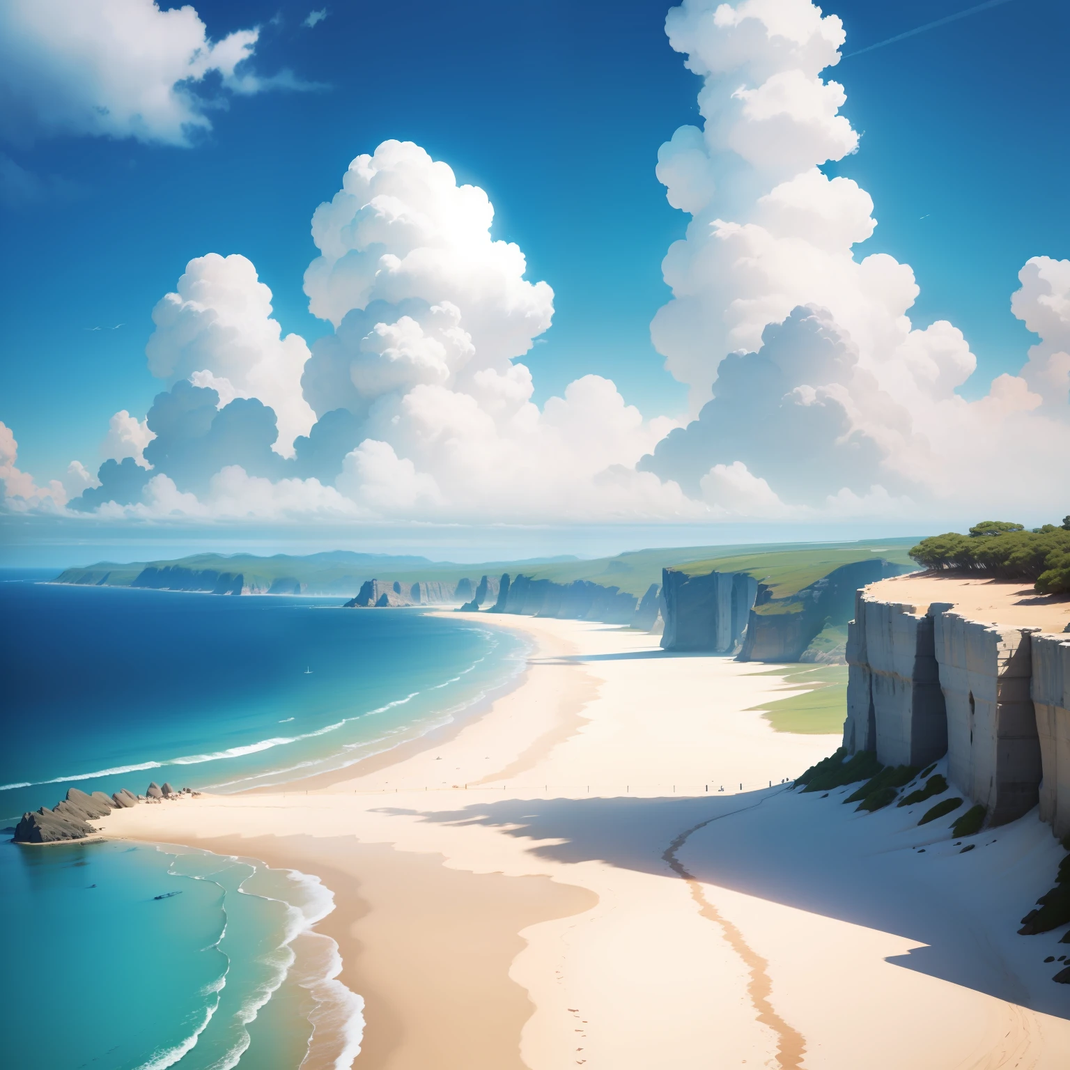 top-quality、8K、cirrus、Faint clouds、Faint clouds in the blue sky、Into the cloud、Air and Sea、unmanned、Scenery only、sand beach、the setting sun