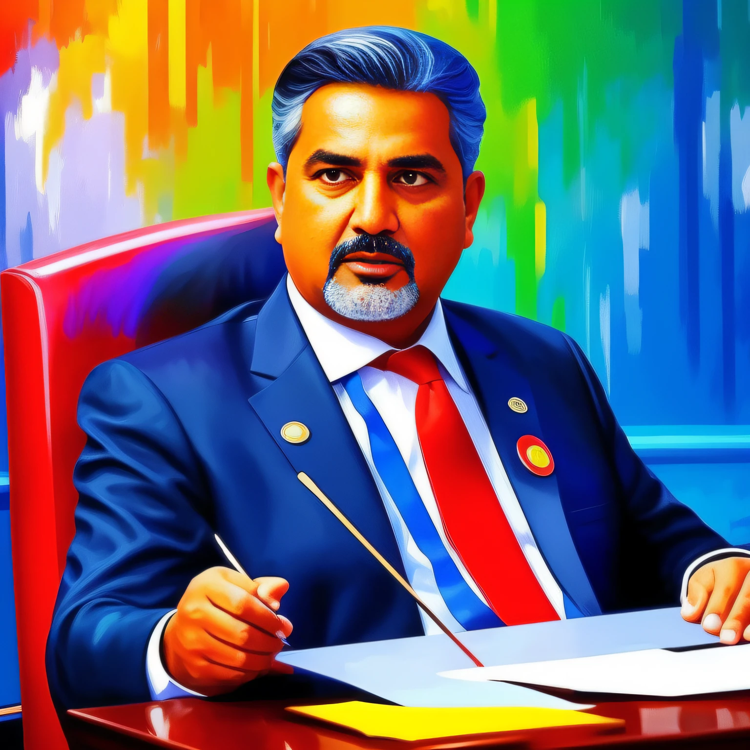 Scenario: Deputy Feral (Politician) in the National Congress. Paint style: "impressionism", with well defined vibrant colors in 8K. Paint in such a way that the characters are easily recognizable and reveal the perfection of the characters' facial expressions.