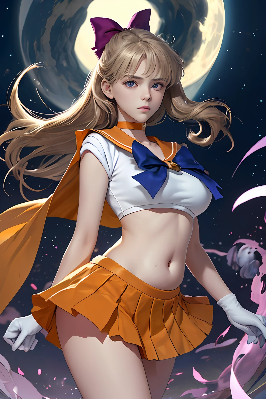 SAMA1、tiarra、Sailor Senshi Uniform、white glove、orangesailorcollar、orangeskirt、star choker、elbowgloves、、a baby face、prt、Bare legged、White panty、Beautiful facial features、Japan at the age of 18、Beautiful bust、Beautiful belly button、beautiful thigh、Beautiful eyes、９Purple bow、
sea side,(Marz_\(planetes\)),floating_hair,Pointing_To_The_Side,Leg_ass hole up,,Insane details,intricate detailes,Hyper-detailing,ultra -detail,camel's toe、Extreme Detail,Highest detail,high_detail,colourfull,Beautiful fece,nffsw,Photorealsitic,Hi-Res,Ultras_high_res,a picture,aesthetics,extremely_Delicate,,1girl in,独奏,Colossal tits,Look at viewers,wide_shot,(​masterpiece:1.3),(best_quality:1.3),(Ultras_Detailed:1.3),8K,extremely_Clear,