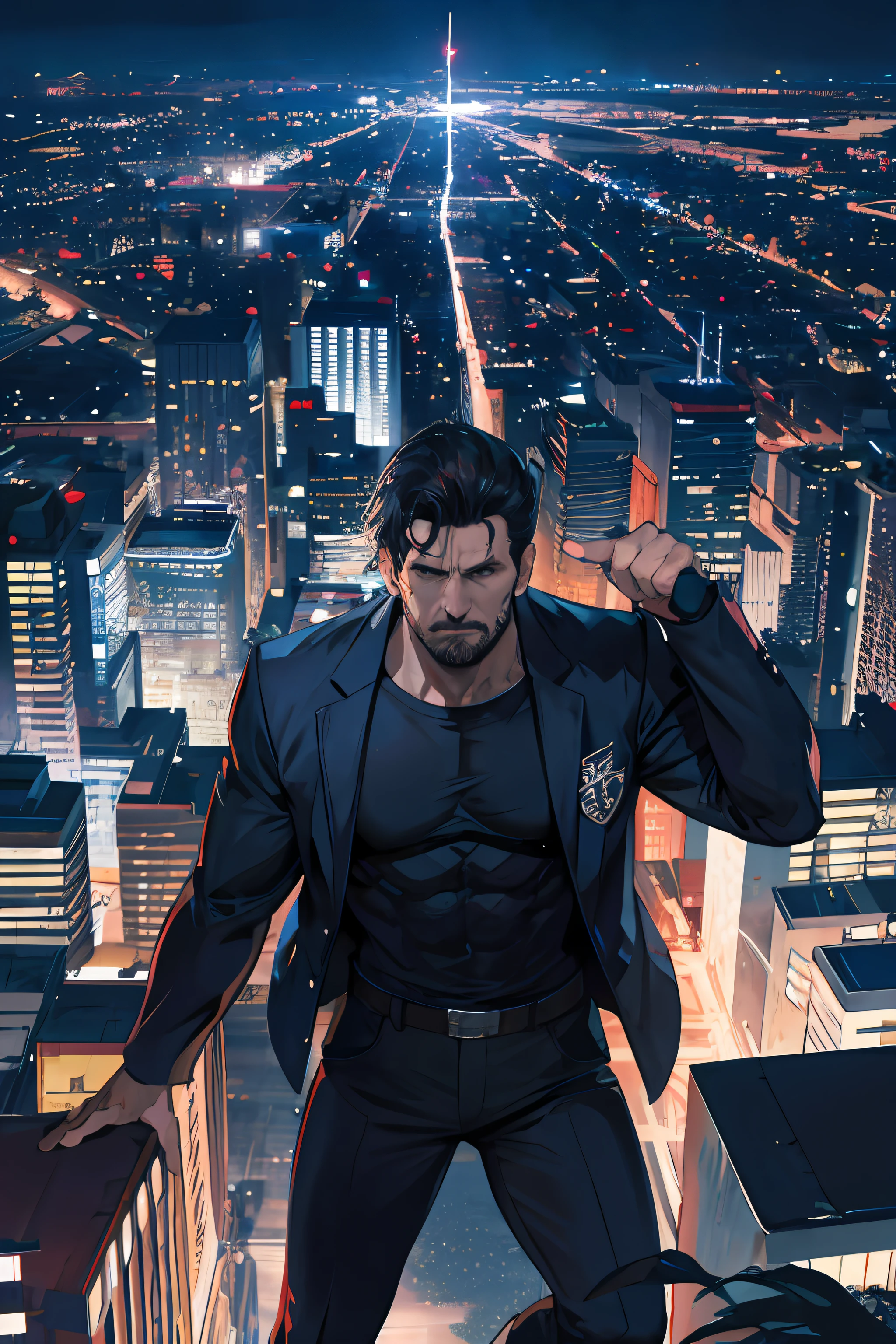 frank castle, a noite, chovendo, realista, 4k, background cidade
