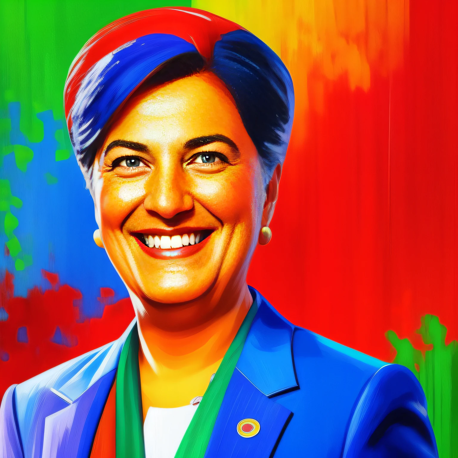 Scenario: Deputy Feral smiling (Politician) in the National Congress. Paint style: "impressionism", with well defined vibrant colors in 8K. Paint in such a way that the characters are easily recognizable and reveal the perfection of the characters' facial expressions.