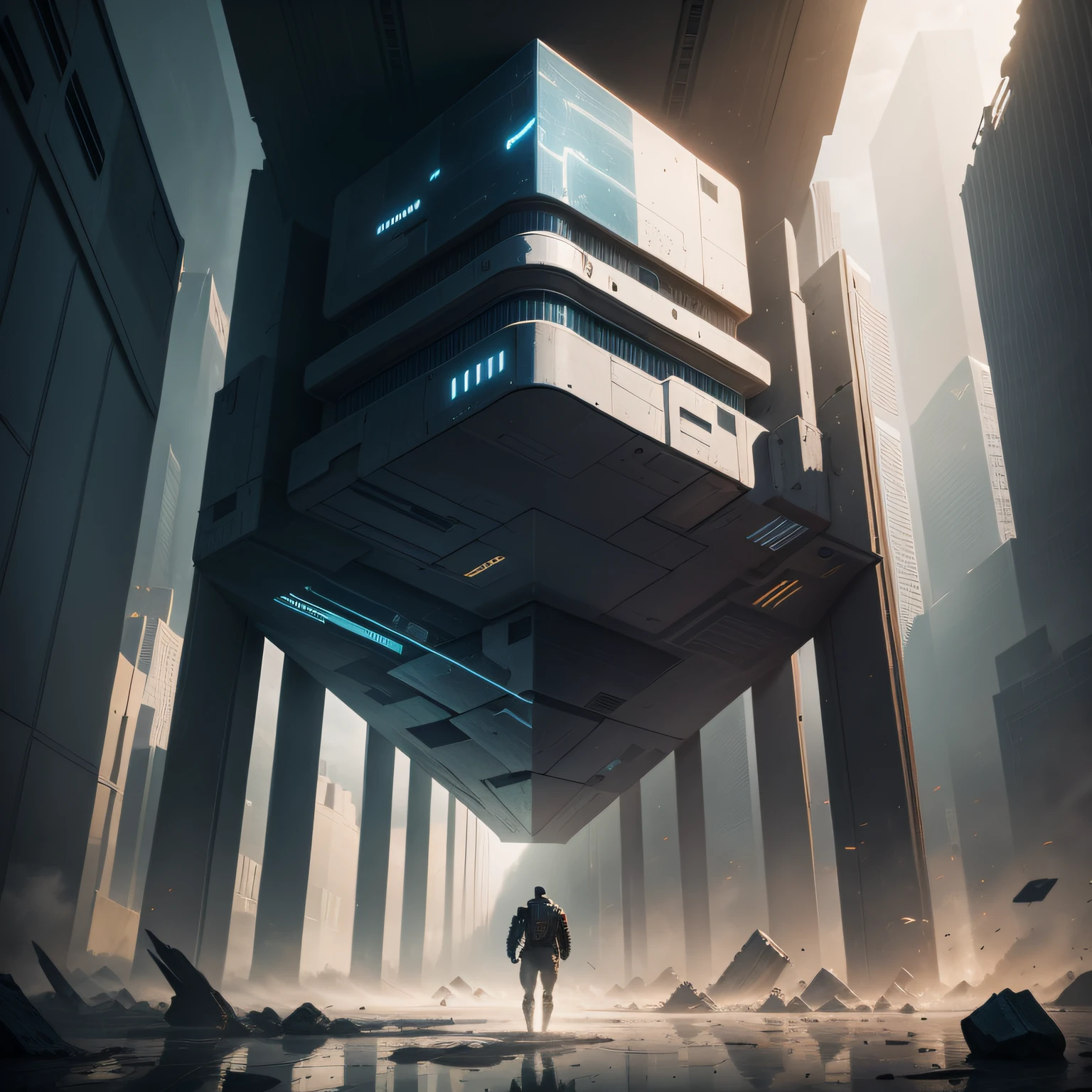 Digital art of a dystopian spatial warp with art elements of H.r. geiger