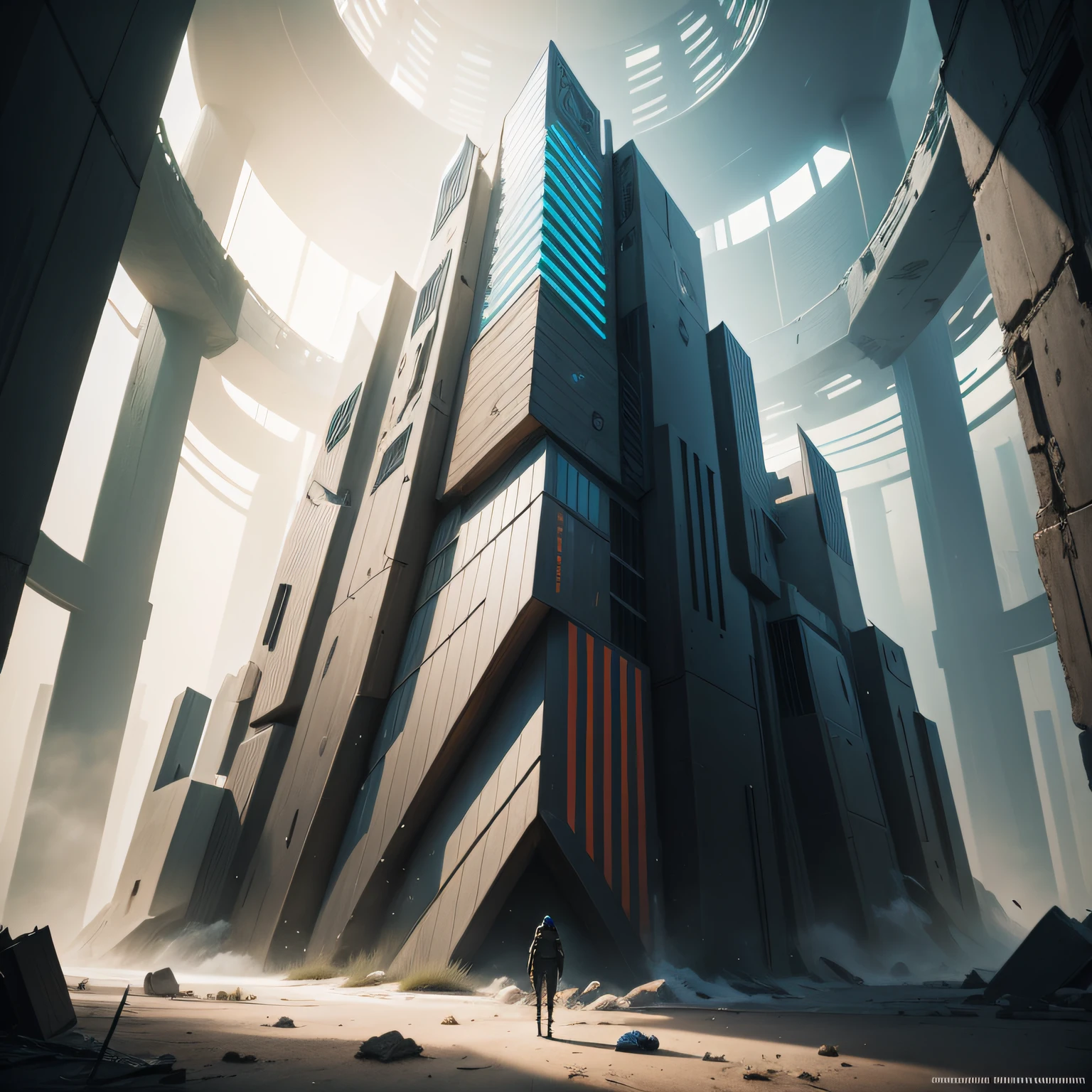 Digital art of a dystopian spatial warp with art elements of H.r. geiger