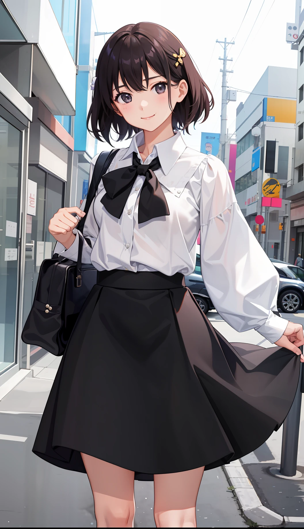 1girl in、A smile、The shirt、Blouse、skirt by the、（small tits）Chilarism、movement、