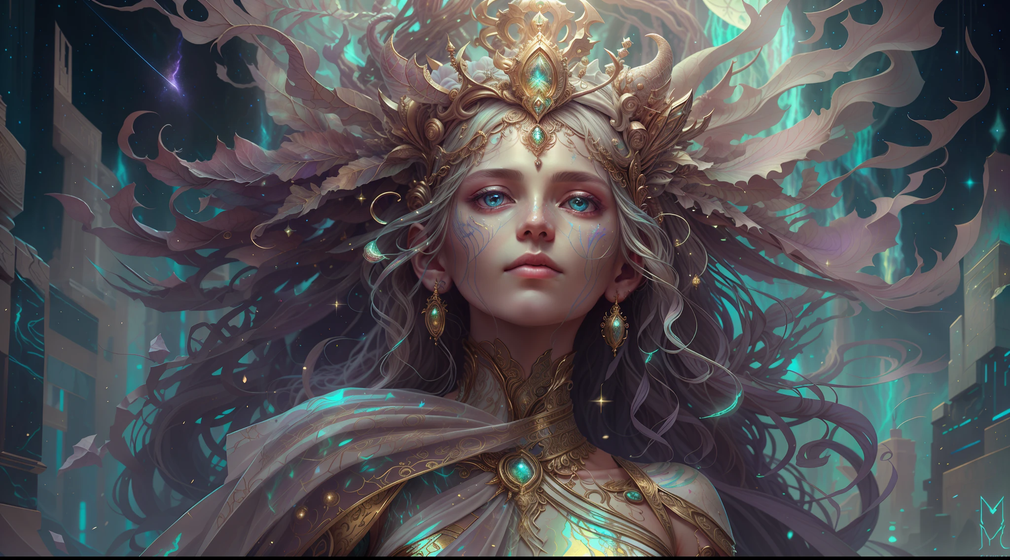 Eldritch, Harsh ancient gods in the night storm, Cloaked in a starry sky, [[Sophia Anne Caruso]], [zendaya], Translucent ivory prosthetic Eldridge horror, Erotic pose, Cinematic lighting, (By (Daniel Mernagh) (Carne Griffiths) Monika Nowak), Highly detailed, Detailed face, Soft body, Alien, Close-up of a goddess with a crown on her head, goddes, Full body like，a stunning portrait of a goddess, Fantasy art Behance, goddes, Extremely high detail, Trending ArtStation, Deviantart ArtStation CGSCOSIETY, extremely detailed goddess shot, trending on artstation 4k, 3 d goddess portrait, hindu aesthetic, Art Station Trend Eldridge, Harsh ancient gods in the night storm, Cloaked in a starry sky, [[Sophia Anne Caruso]], [zendaya], Translucent ivory prosthetic Eldridge horror, Erotic pose, Cinematic lighting, (By (Daniel Mernagh) (Carne Griffiths) Monika Nowak), Highly detailed, Detailed face, Soft body, Alien, Close-up of a goddess with a crown on her head, goddes, Full body like，a stunning portrait of a goddess, Fantasy art Behance, goddes, Extremely high detail, Trending ArtStation, Deviantart ArtStation CGSCOSIETY, extremely detailed goddess shot, trending on artstation 4k, 3 d goddess portrait, hindu aesthetic, Trend at Artstation
