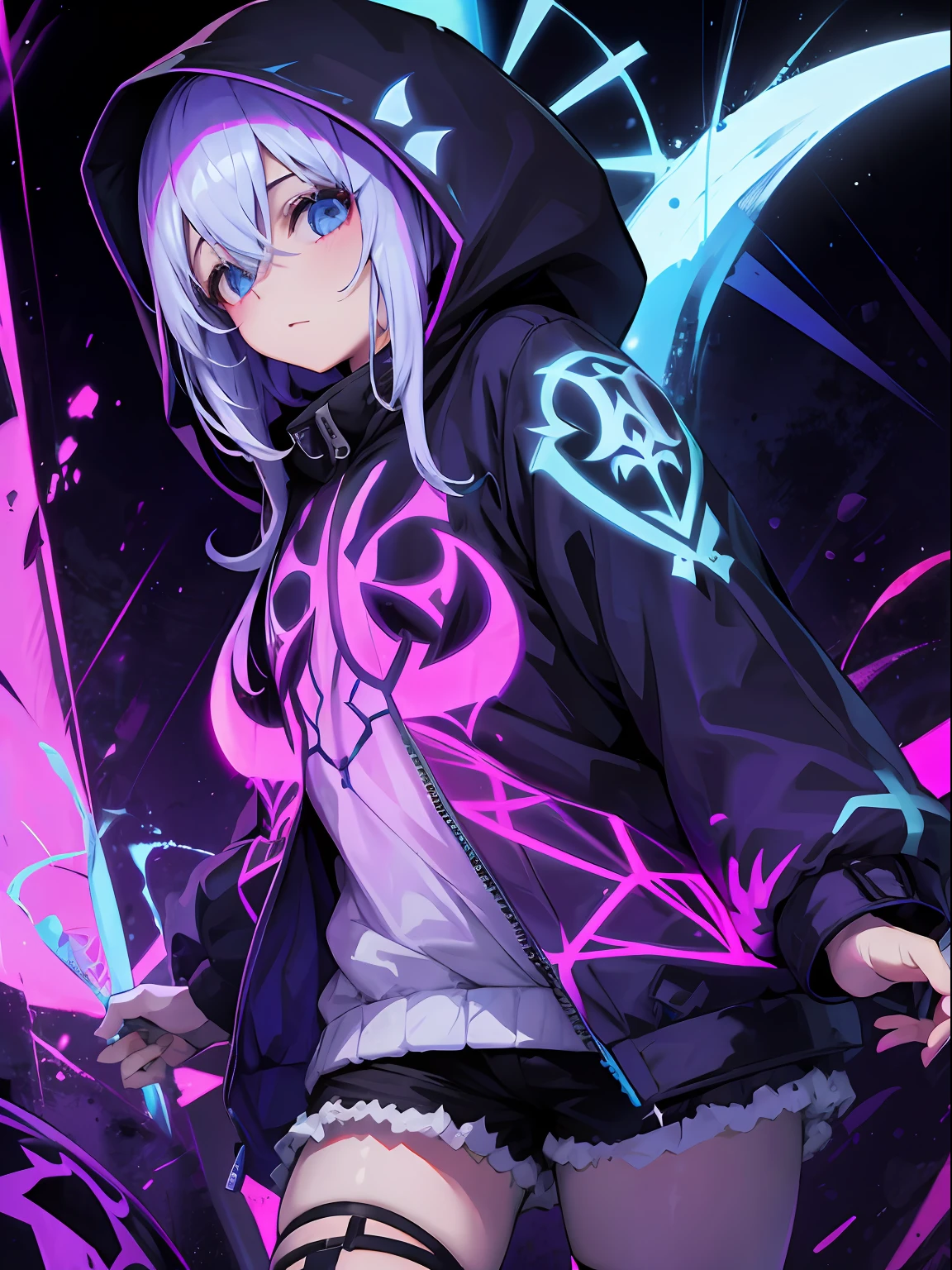 girlish, sudadera con capucha, fresco, Blacklight, capucha hacia abajo
