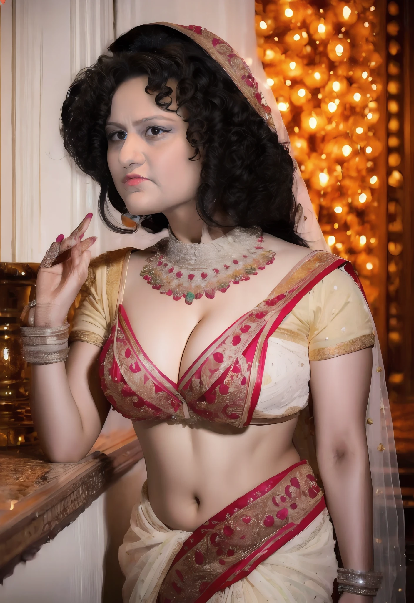 Wear a bridal saree big clivange big boobs