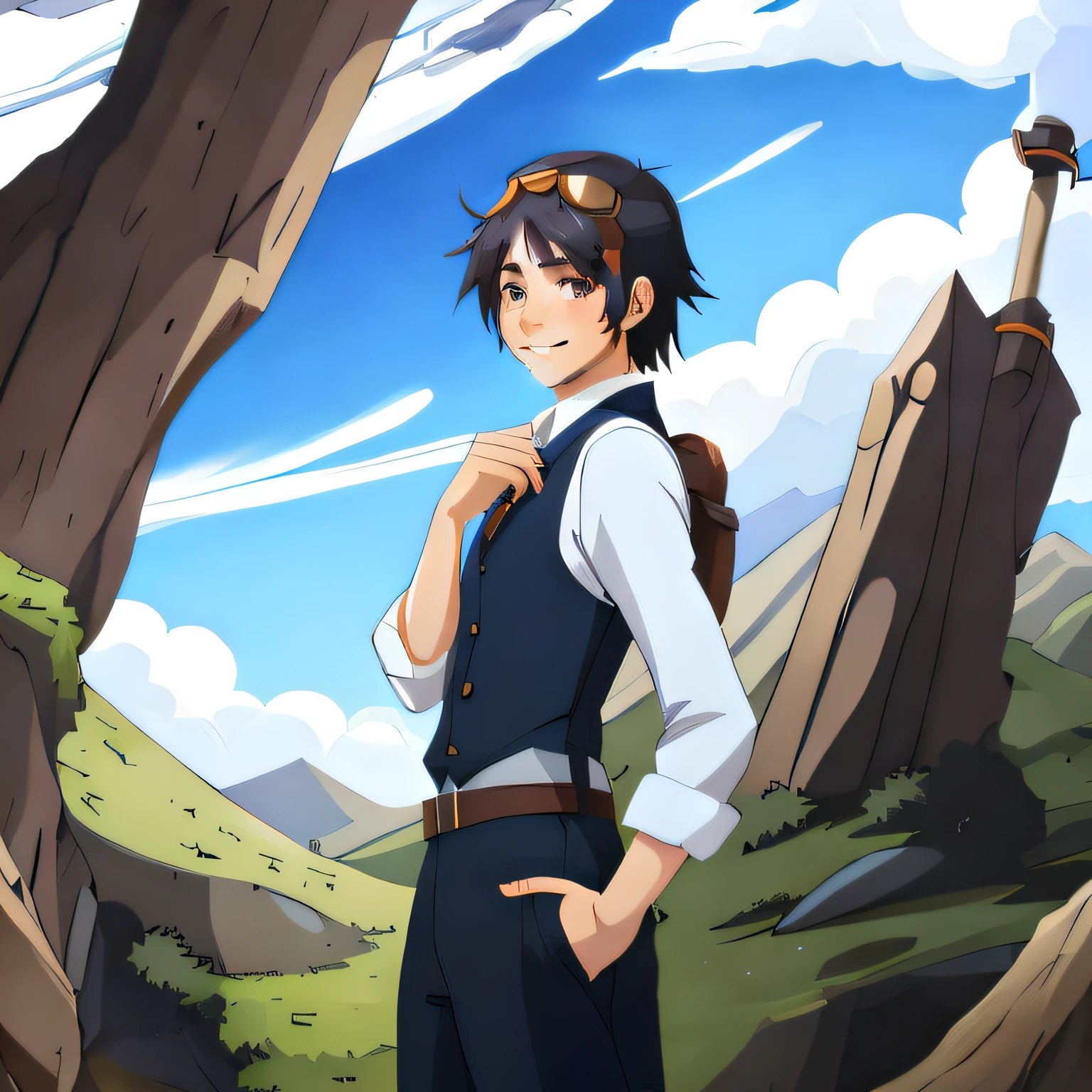 Just improve this character's eyes and smile (make the smile a little bigger), without changing the face shape, and without losing the essence of the drawing