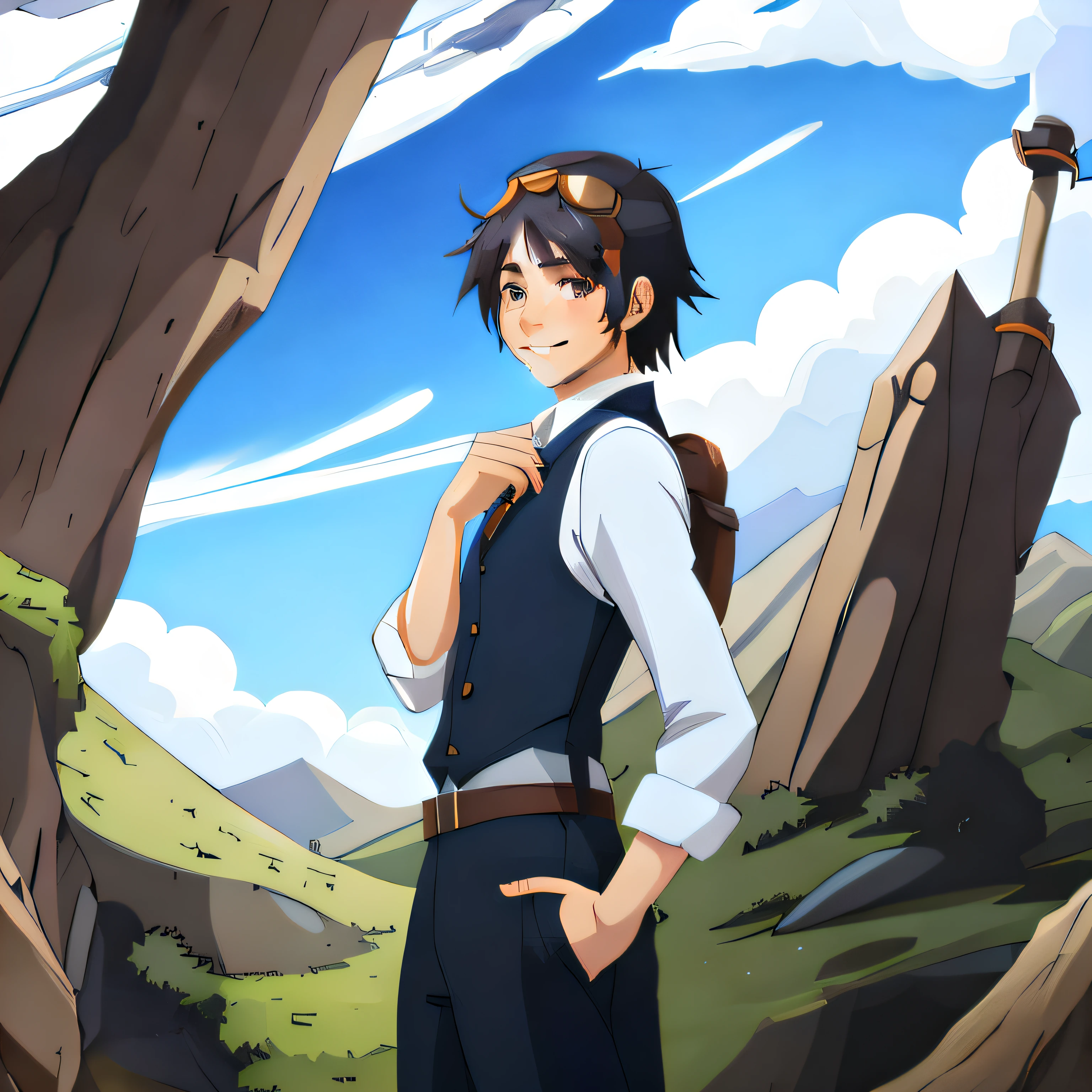 Just improve this character's eyes and smile (make the smile a little bigger), without changing the face shape, and without losing the essence of the drawing