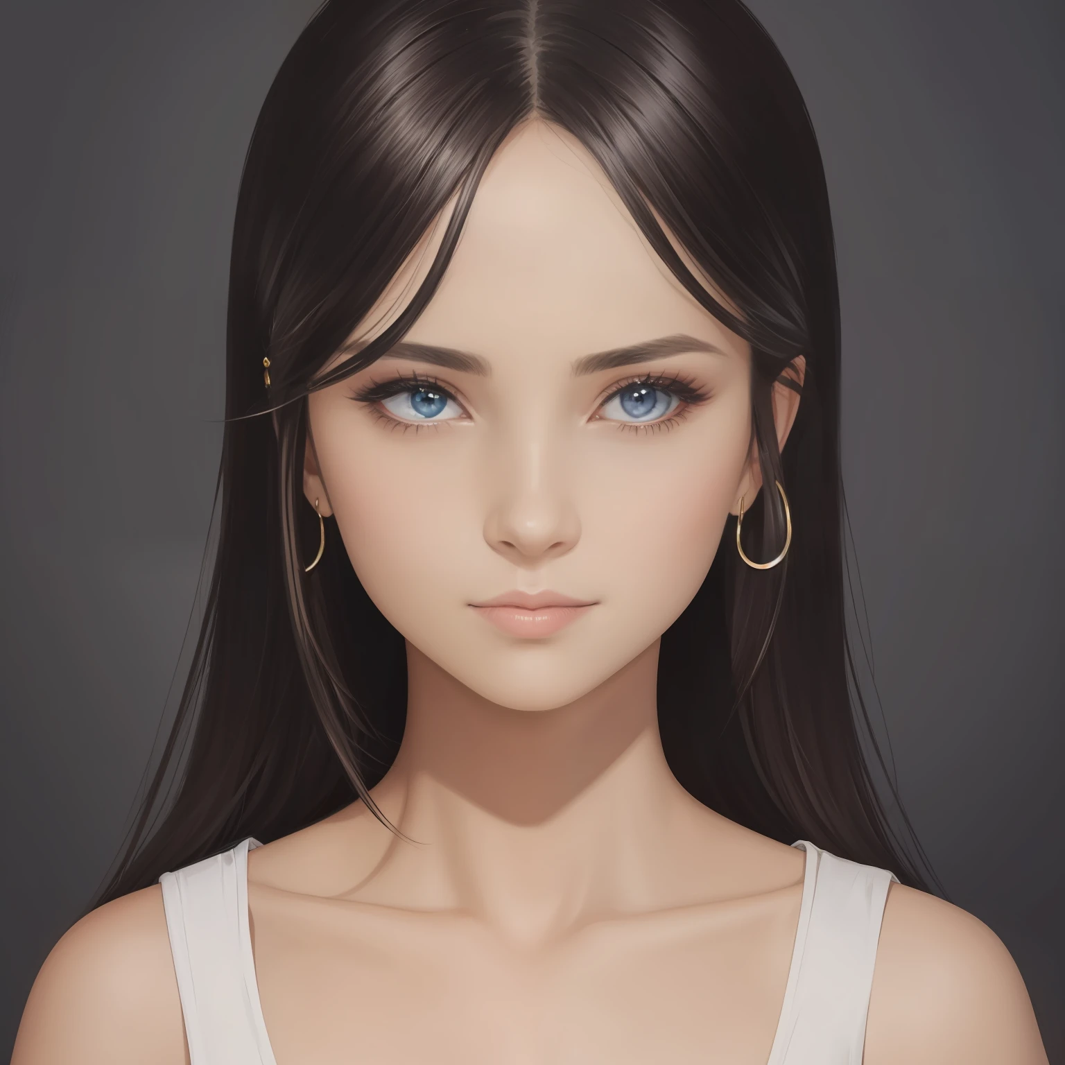 1girl, retrato, oil-painting, moderno, Realistic proportions, olhos cinza claro, cabelo preto, rosto bonito, symmetrical face, symmetric eyes, dinamic pose, detalhes intrincados e intrincados, foco nítido, seio pequenininho, corpo inteiro magra extremamente detalhista