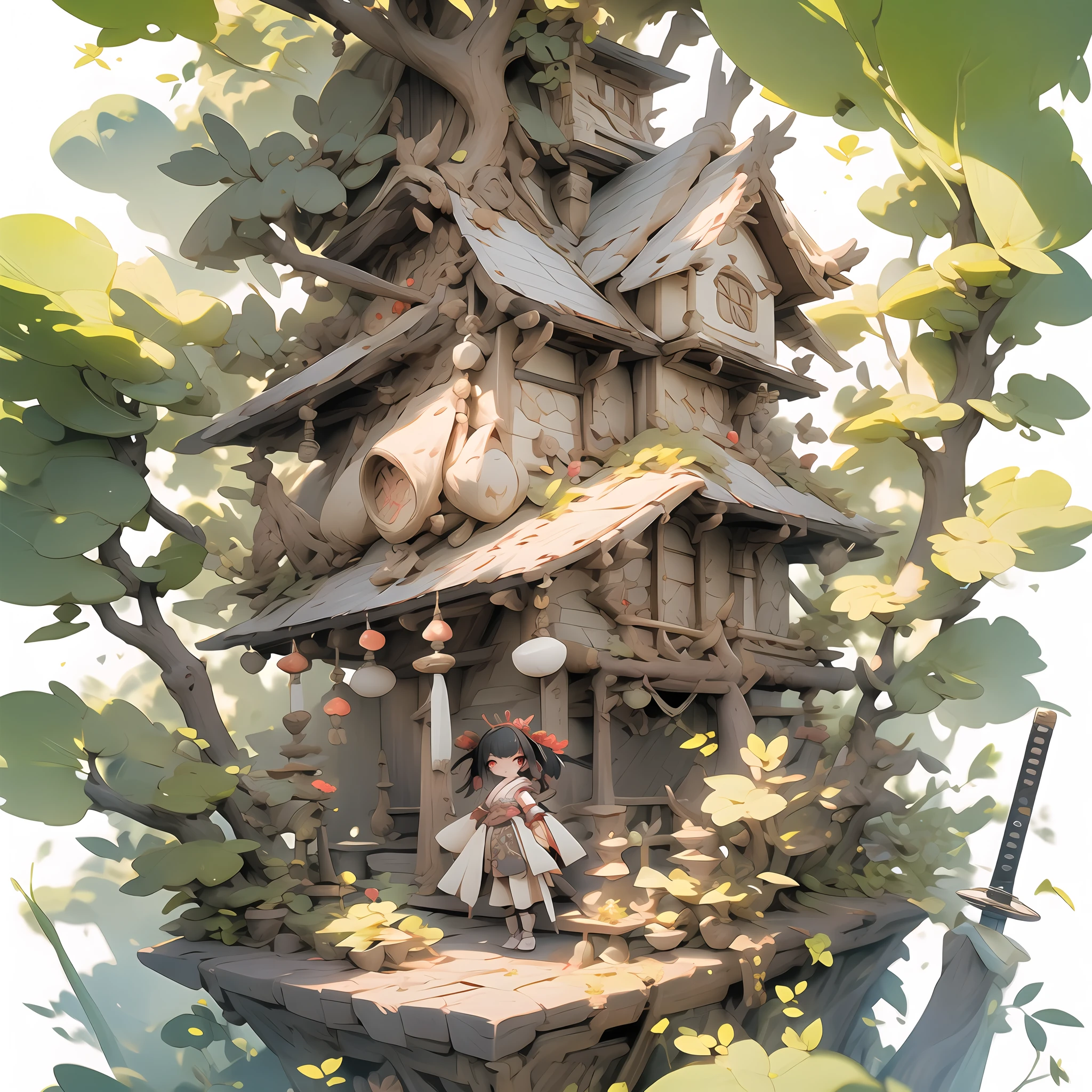 best quality, masterpiece, ultra high res, (depth of field), professional lighting, physically-based rendering, perfect anatomy, hyper extreme detailed cg unity 8k wallpaper, BREAK
samurai, holding japanes sword, japanes aromr, fighting stans,((a very cute and beautiful chibi anime girl)), Japanese castle, scenery of the edo period, full body, standing, highly detailed face and eyes, clearly outlined, solo, (red eyes), (black hair), (two heads high), Deer horn, 3D render