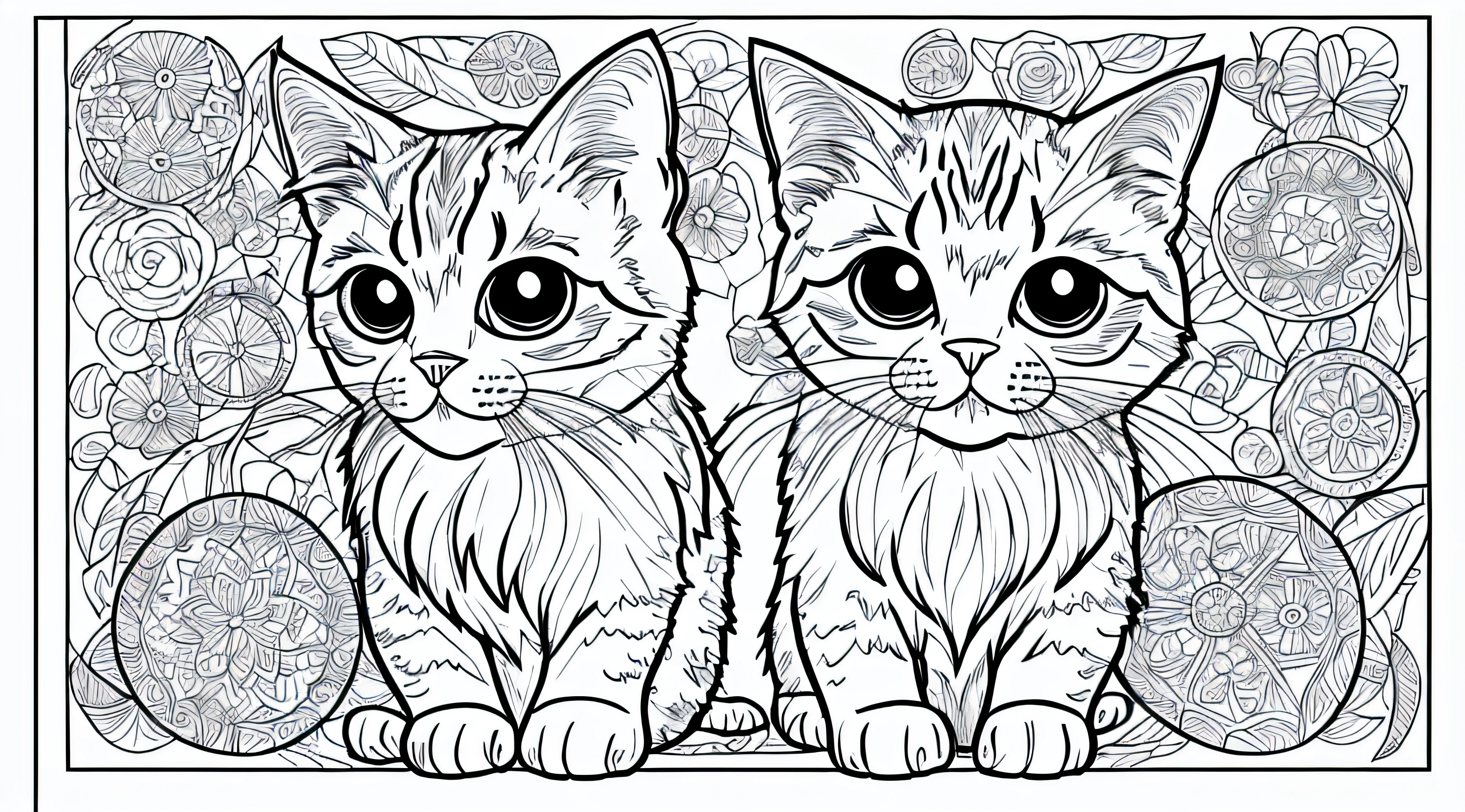 arte de contorno p/B for Kids Cat Coloring Book Page, gatos e mandalas, gatos feitos de mandalas, Coloring pages for kids, branco completo, estilo infantil, fundo branco, corpo inteiro, estilo Sketch, corpo inteiro (((((fundo branco))))), use apenas contorno. , estilo cartoon, arte de linha, livro de colorir, arte de linha limpa, fundo branco, estilo Sketch, imagem em modo 16:9, imagem em modo paisagem. no grey, no gray, no background