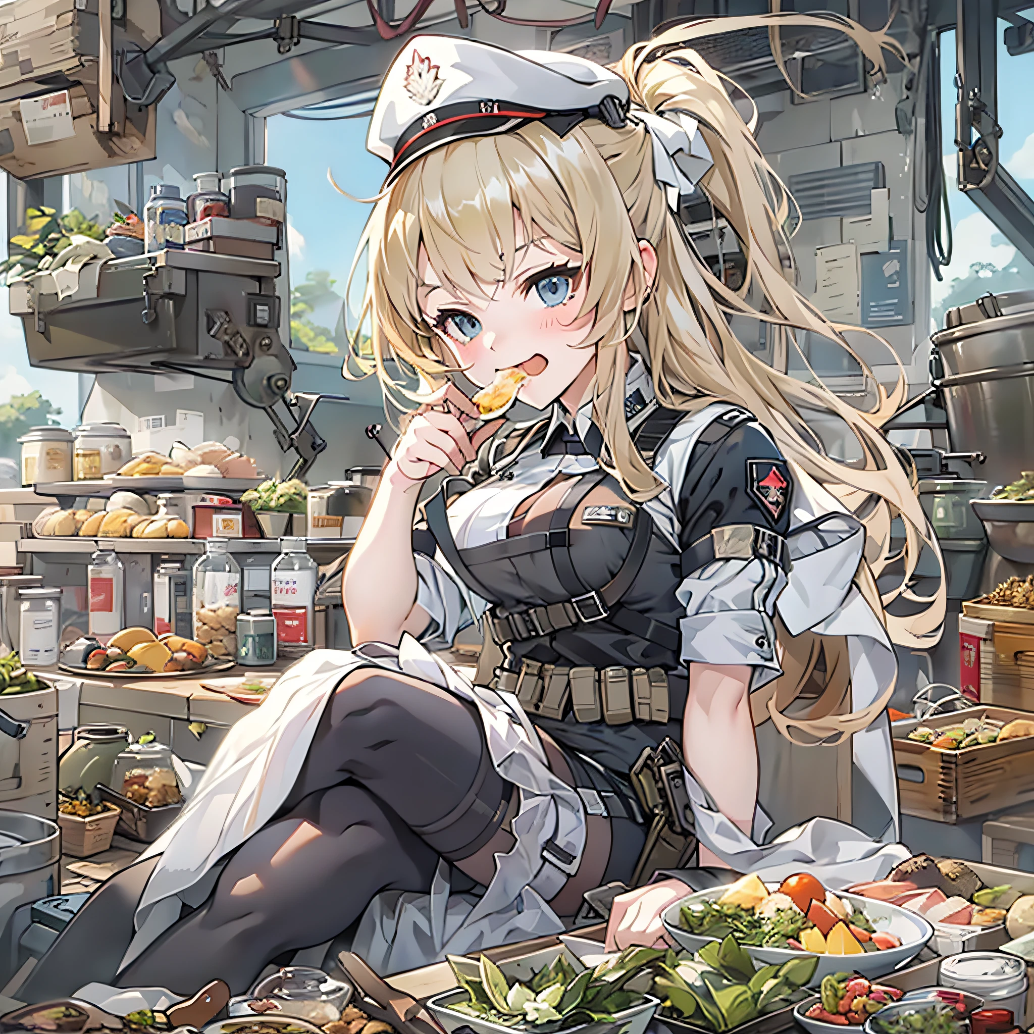 Anime girl eating, canning、Field food、Combat ration、girls frontline style, from girls frontline, Fine details. girls' frontline, girls' frontline, girls frontline cg, infantry girl, Women's Last Tour, soldier girl, M4 Sopmod II Girls Frontline, anime maid ss military, girls frontline universe, Mechanized soldier girl, Majora、lieutenant colonel、Girls Moon、Start of battle!