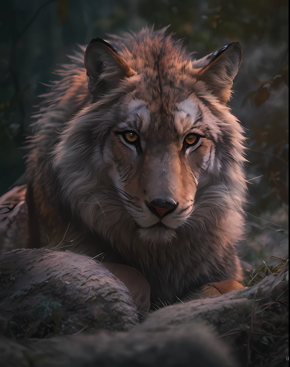 a porthait of [wolf | tiger | lion | fox], cinematic, rim light, 4k textures, soft cinematic light, adobe lightroom, photolab, hdr, highly detailed, sharp focus, soothing tones, hyperdetailed, low contrast, soft cinematic light, exposure blend, hdr,