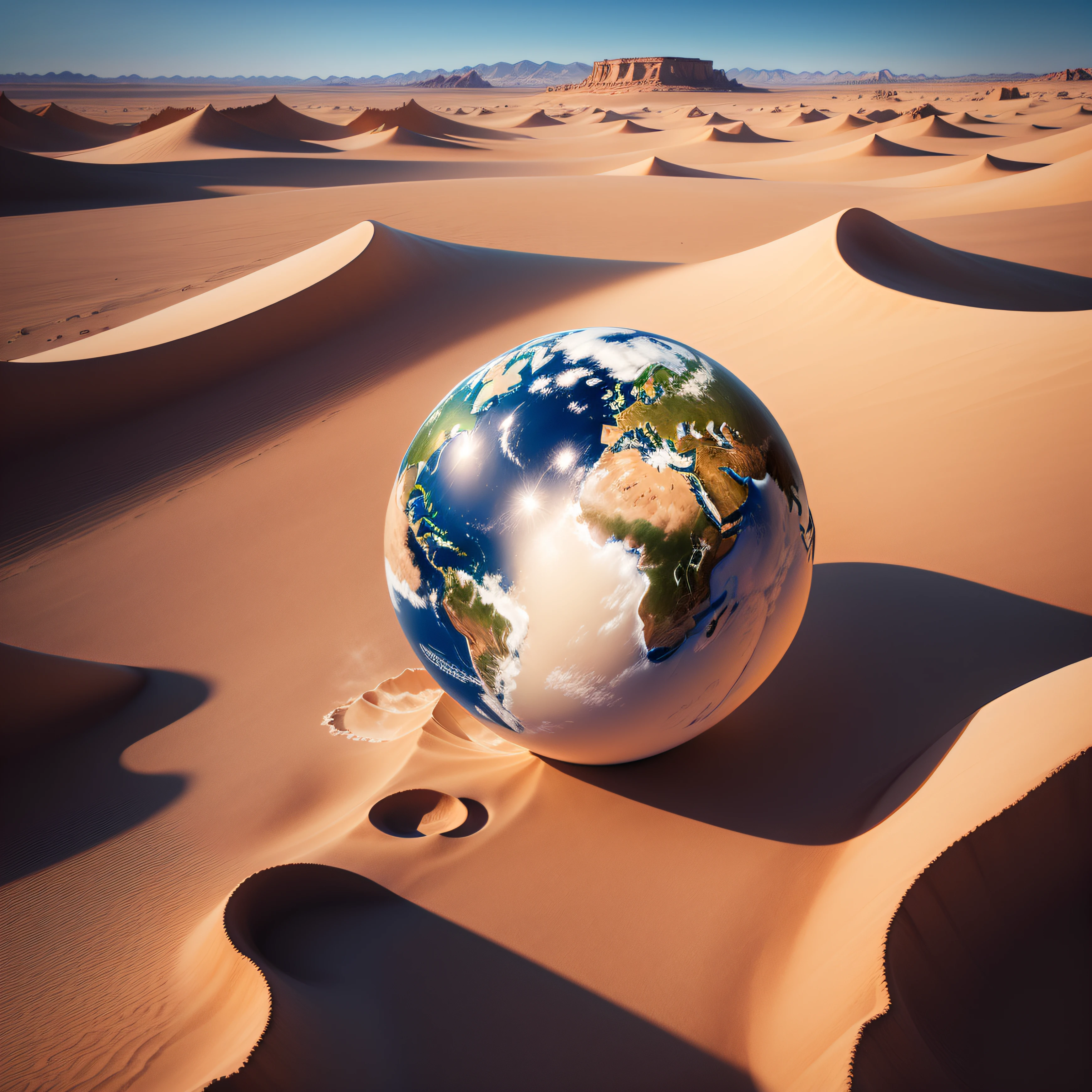Planet earth in the sky as seen from the desert