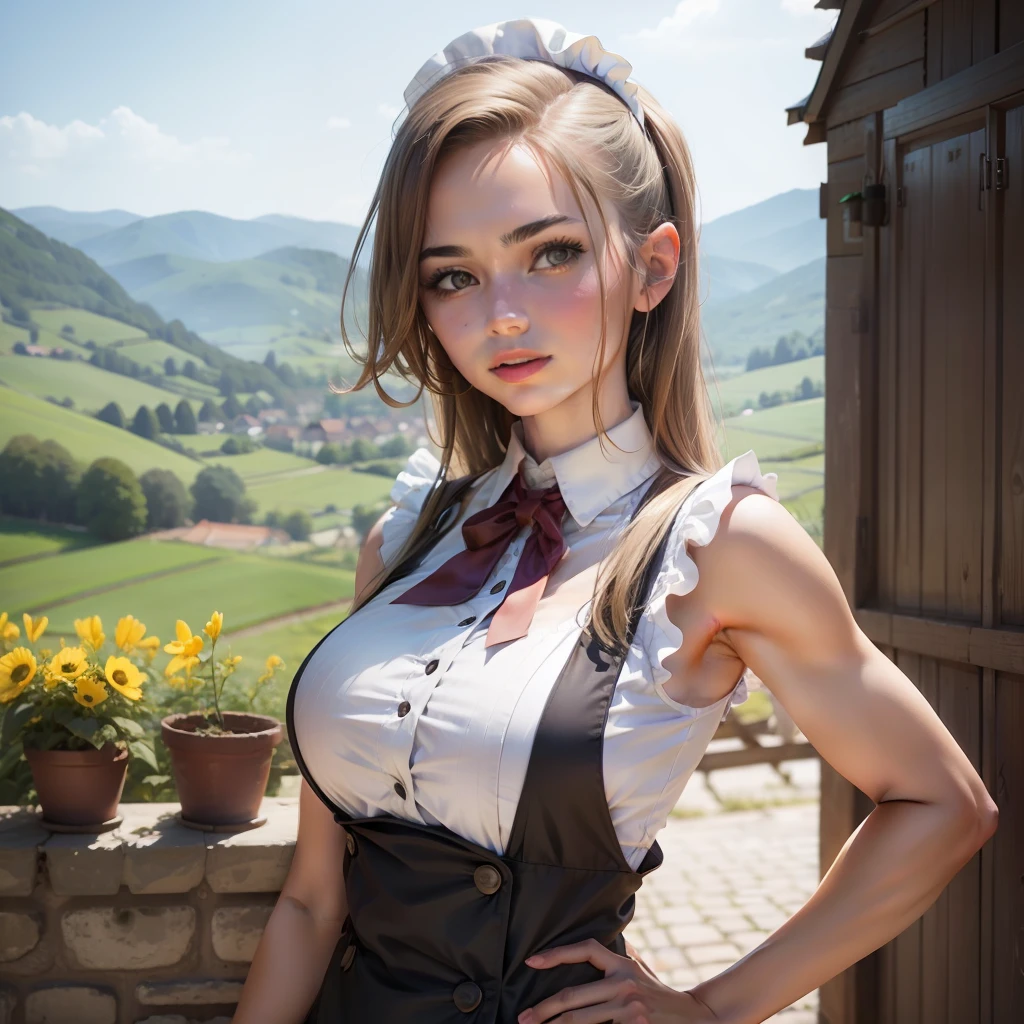 sleeveless waitress,european countryside