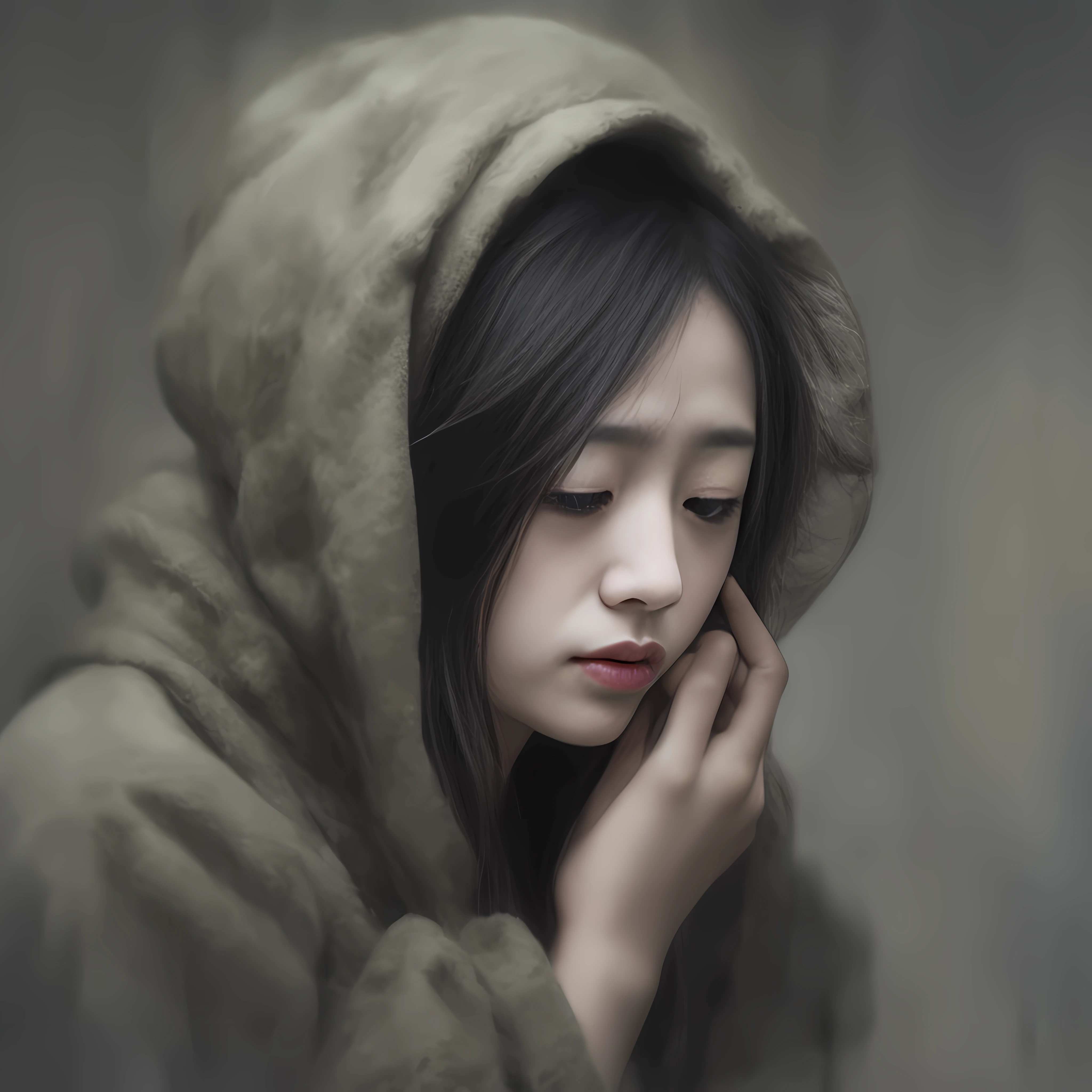 regret、mournful、Depressed、realisticlying、Realistic people、Woman