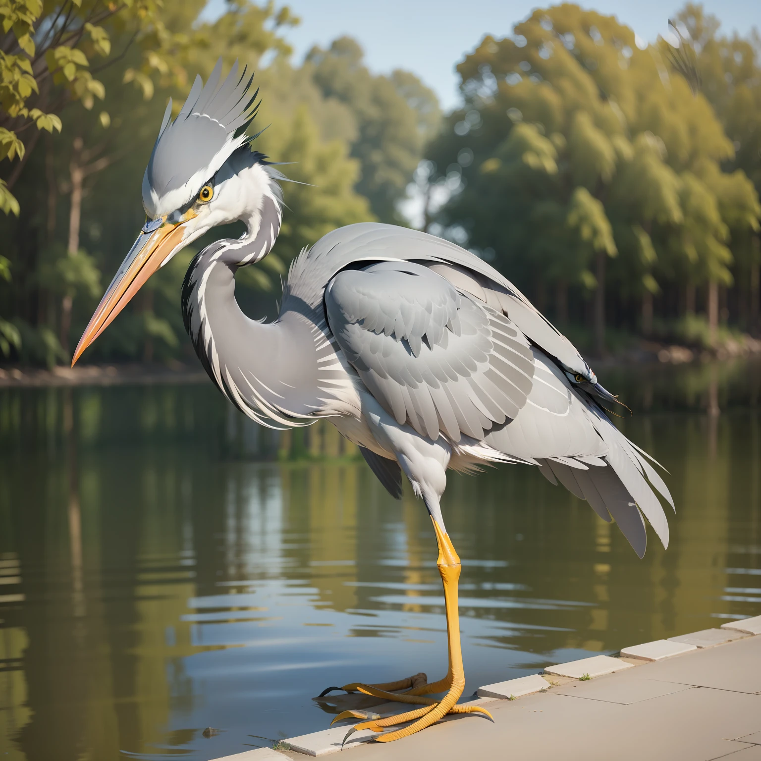 grey heron、ghibuli style