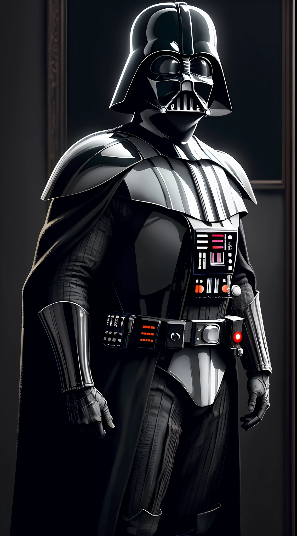(realistic:1.3), intricate details,painting \(artwork\), ((masterpiece,best quality)), ((cinematic light)), Darth Vader, \(style\), detailed armor, detailed helmet