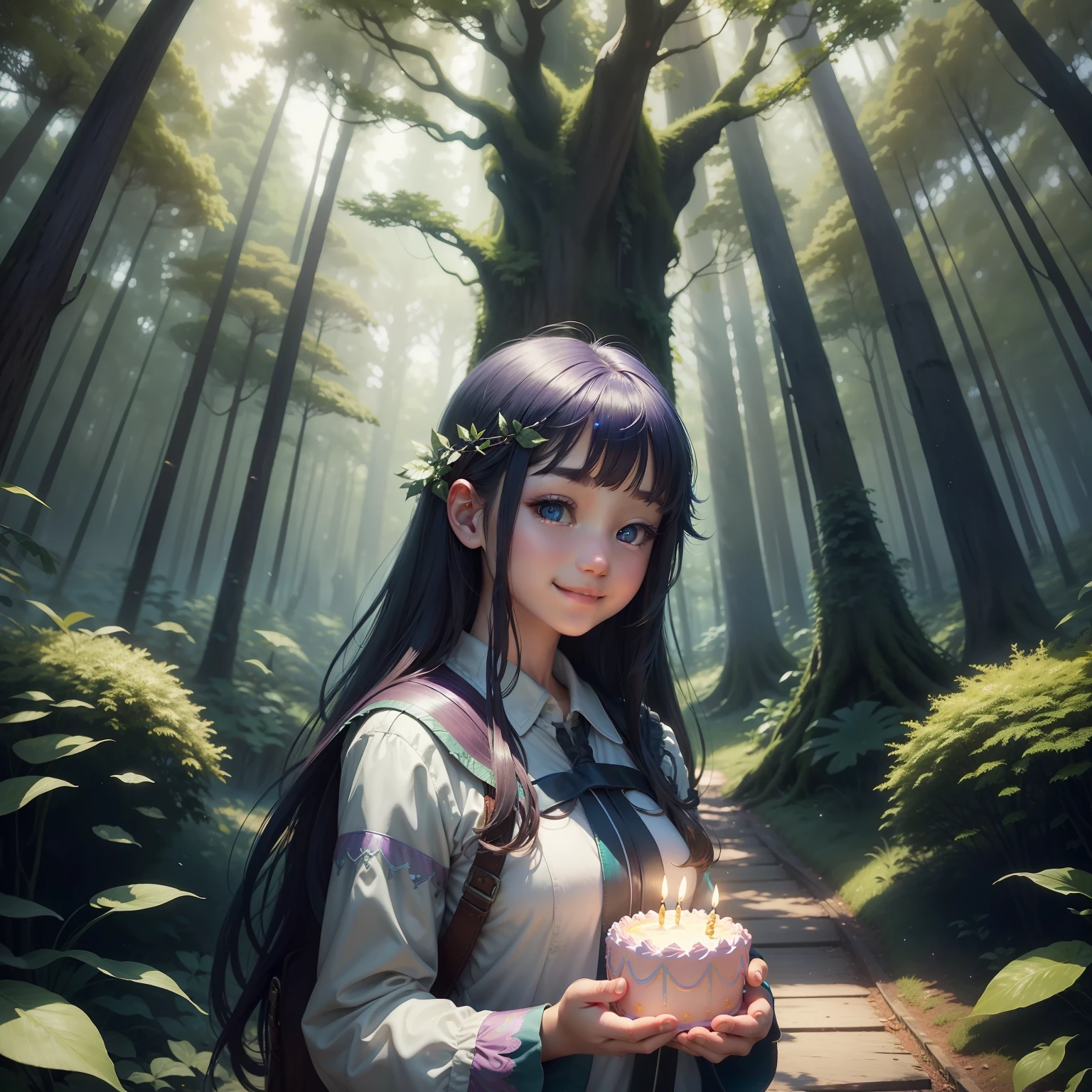 s girl、huge smile、Birthday、Iridescent Forest、universes、Beautiful tree、Mysterious art、The Mystery of the Forest、Fantasyart、Distant sky、the woods、Lumiere、Shines、Inner peace