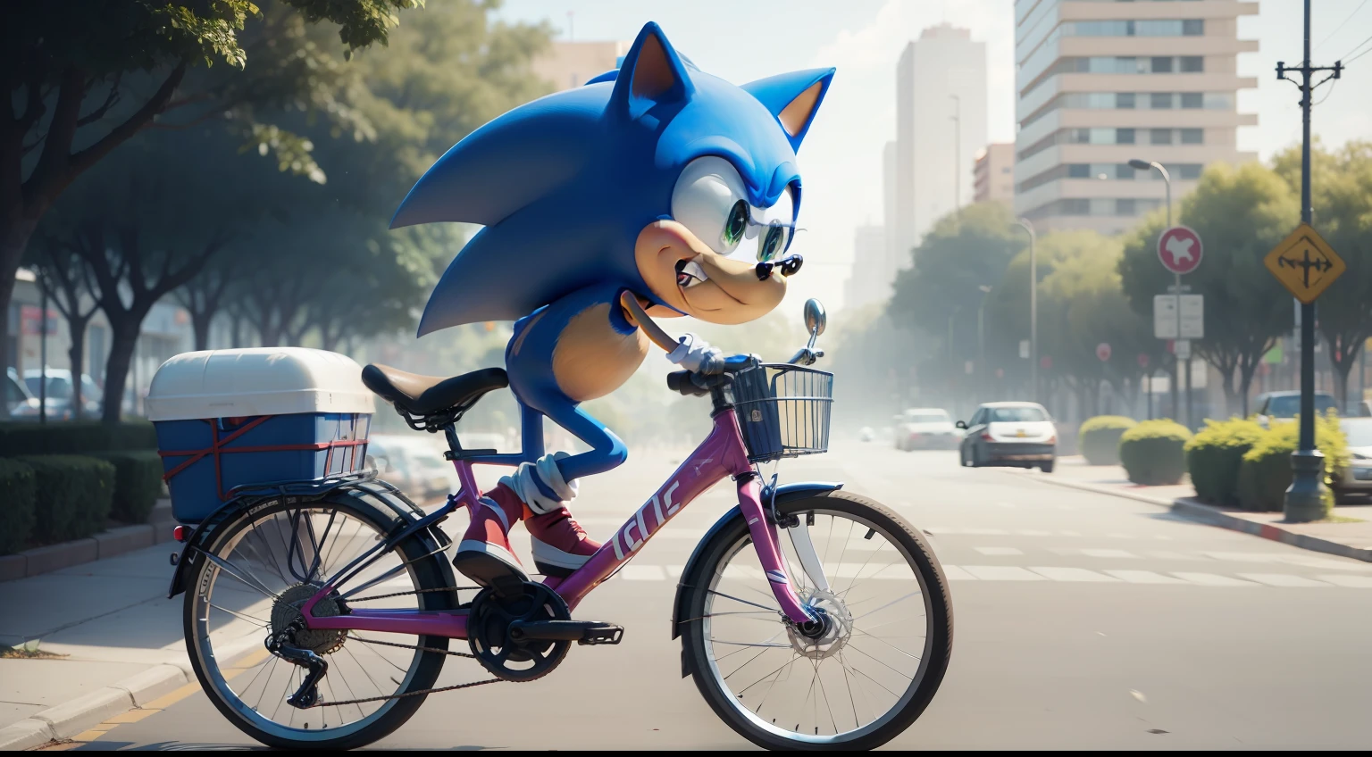 Sonic andando de bicicleta.