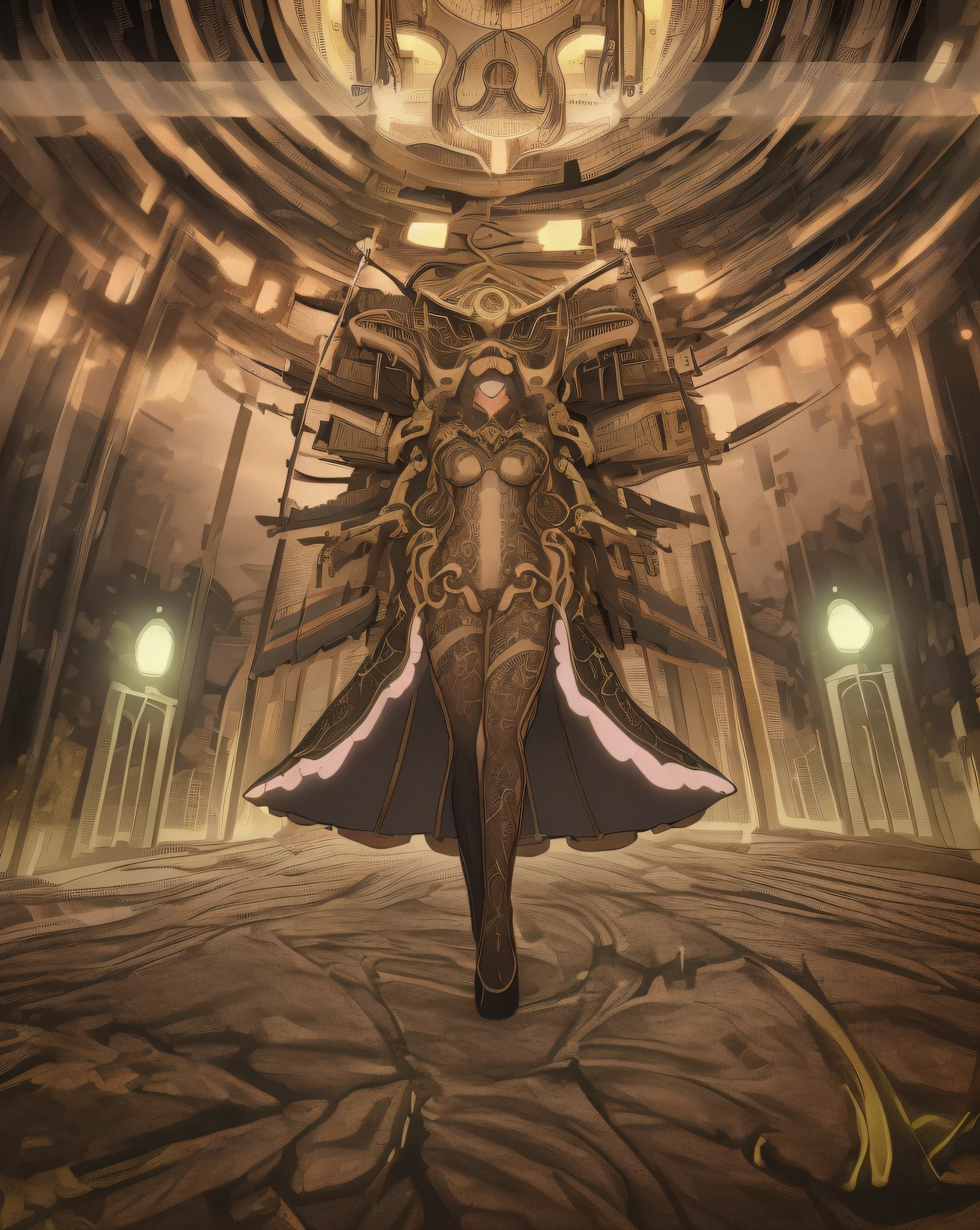 melhor qualidade, highres, 4k, 8k, illustration detailed, detalhe intrincado, cinematic lighthing, underground city