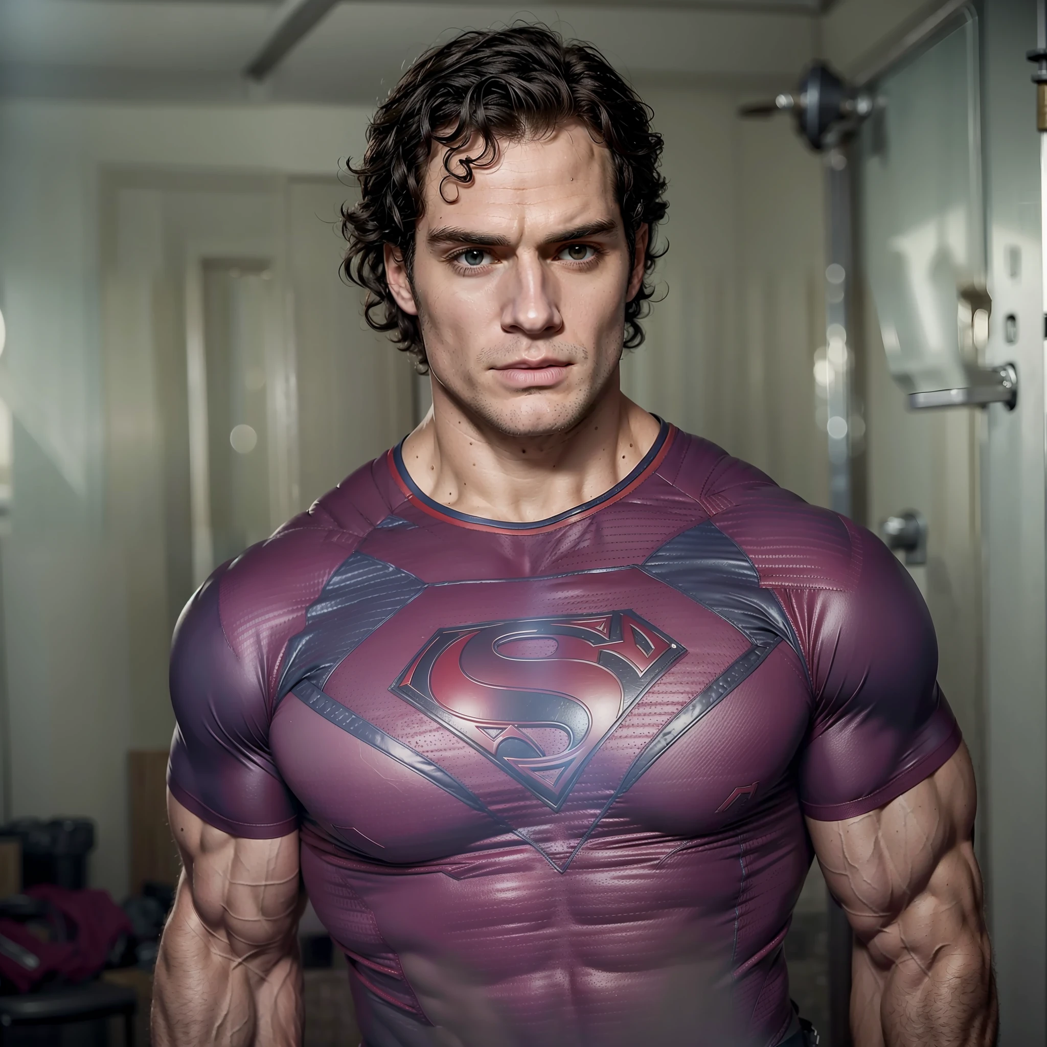 (Henry Cavill musculoso, exaggerated muscles, En pie)